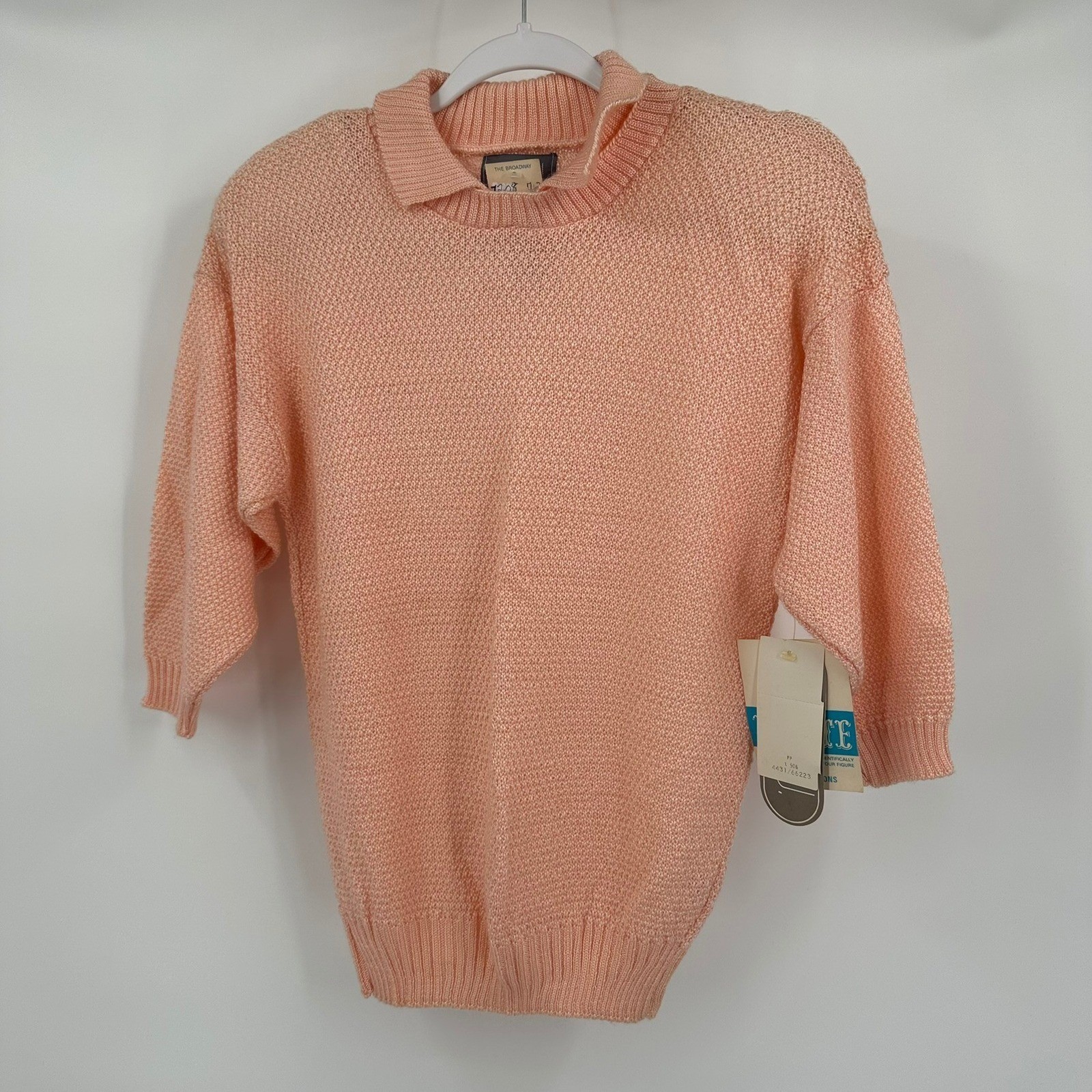 Womens Cottagecore Vintage Sweater Size PP Grandma Shabby Chic Modest Peach 80s