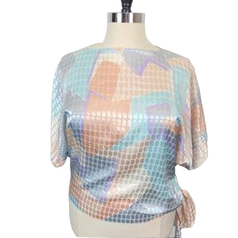 Siasia NY Top Blouse Women’s Size Small Satin Vintage Oversize Disco Queen