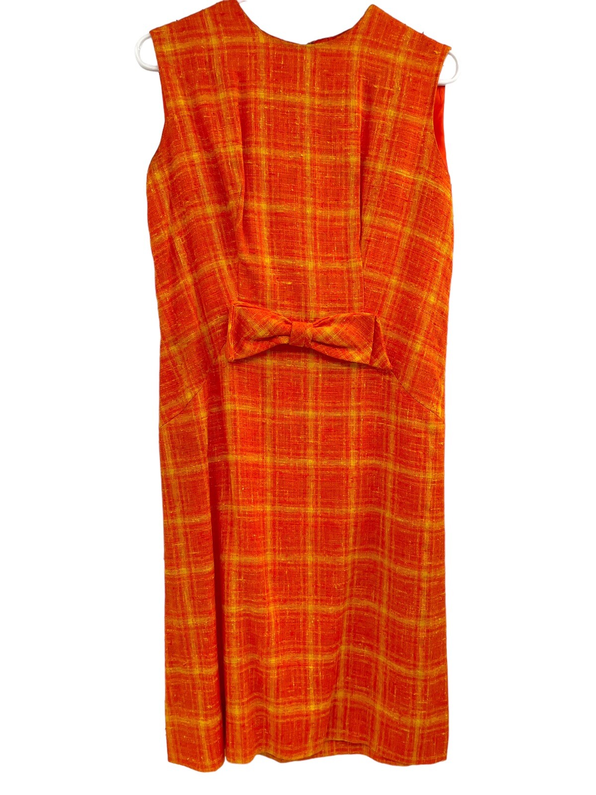 Vintage Stacy Ames Tweed Windowpane Sheath Dress Burnt Orange size 14