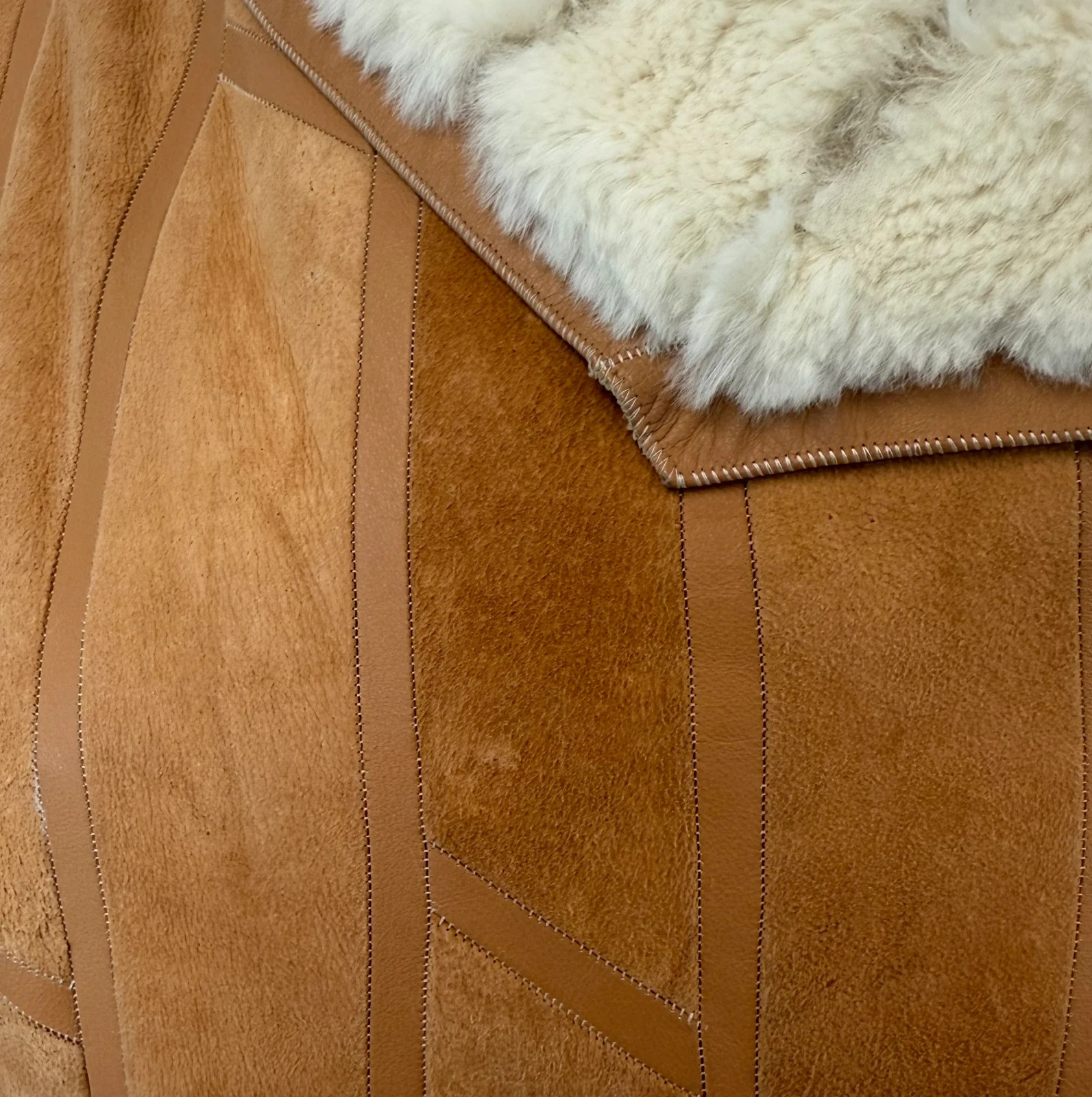 Vintage 1970s 80s Krizia Italy Brown Suede Leather Chinchilla Fur Coat Jacket