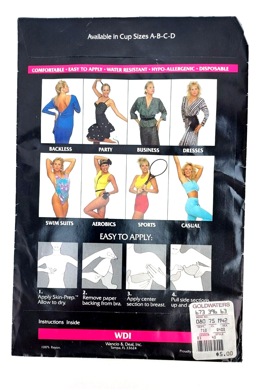 Vtg FreedomForm Adhesive Bra 3 Pair Rayon 100% Size Not Marked New unopened Pack