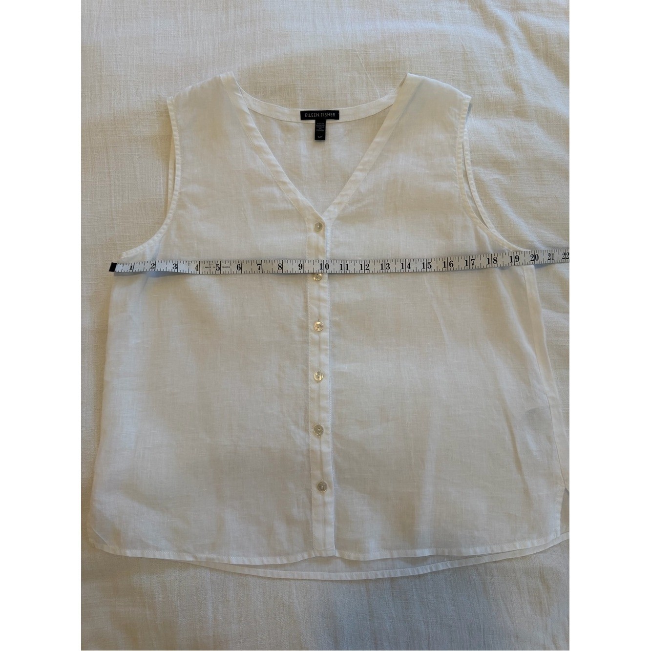 Eileen Fisher Organic Linen Knit Vest White Size Small