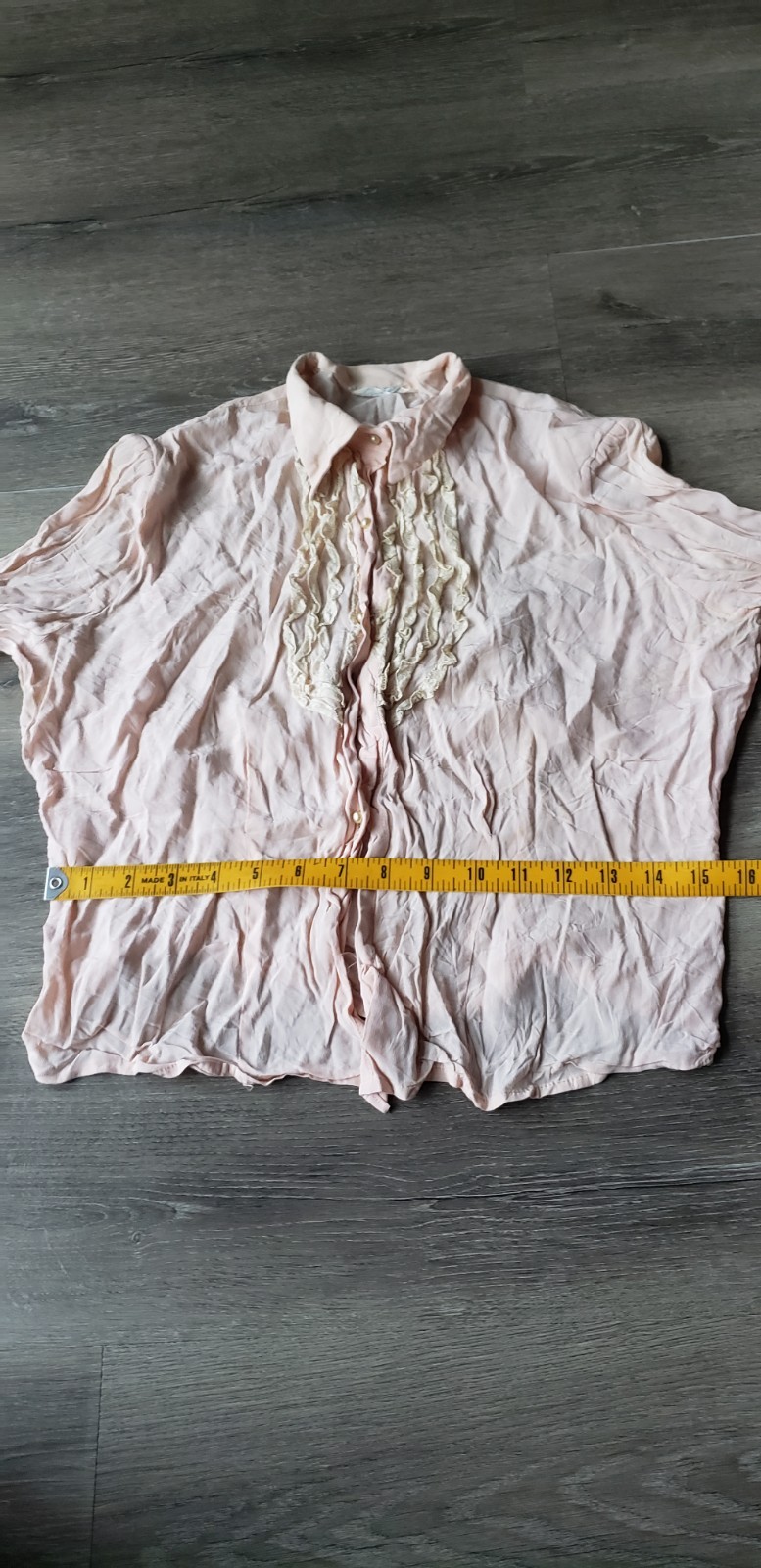 VTG 40s/50s Rhoda Lee Secretary Blouse Top Sz XS? Pearl Buttons FLAWS STAINS
