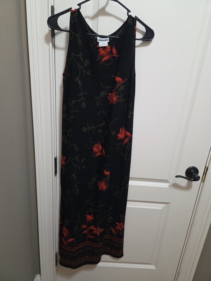 Vintage Darian Women Sz 6 Black Red Floral Dress