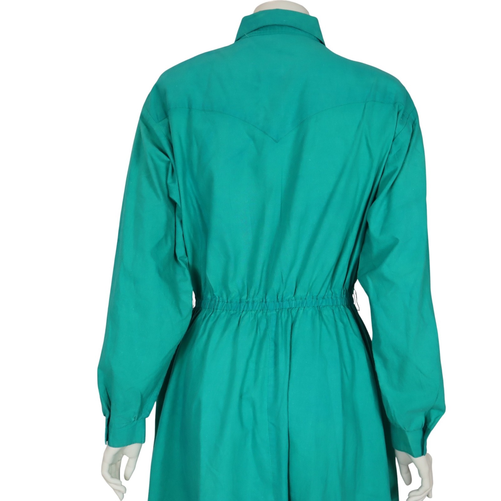 Vintage Panhandle Slim Western Dress Pleated Prairie Green USA 80s Women’s 12