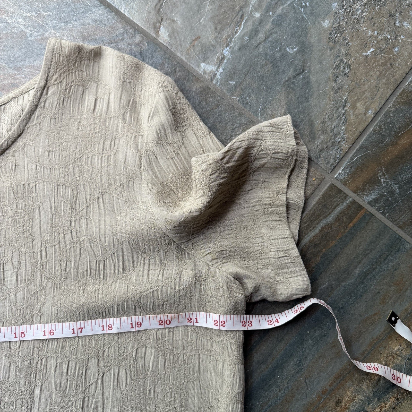 Vintage 90s Molly Malloy Crinkle Texture Dress Shirt Set Beige Neutral Size 12