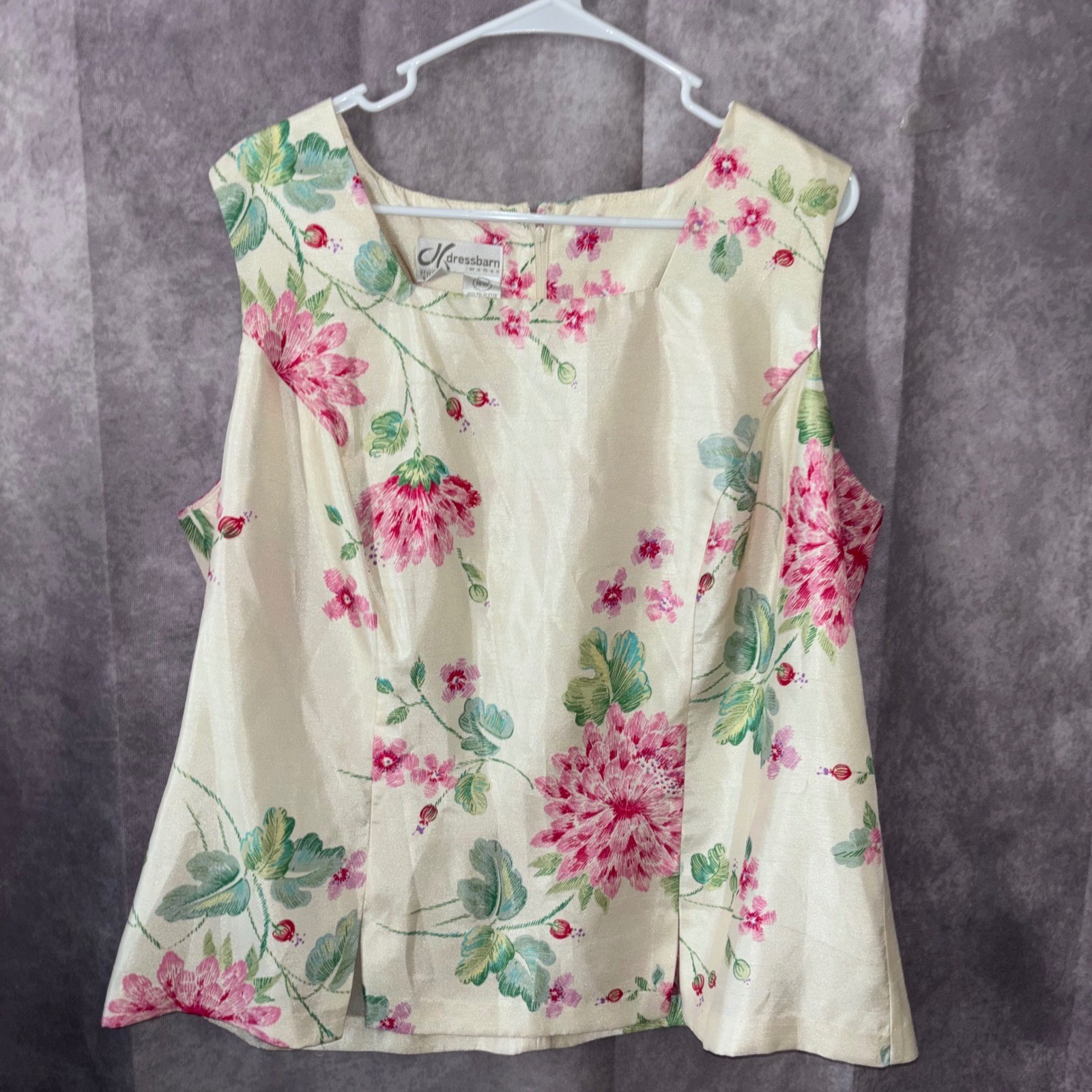 Dressbarn 2 Piece Cream Retro Chic Floral Vintage Cottagecore Womens Size 18W