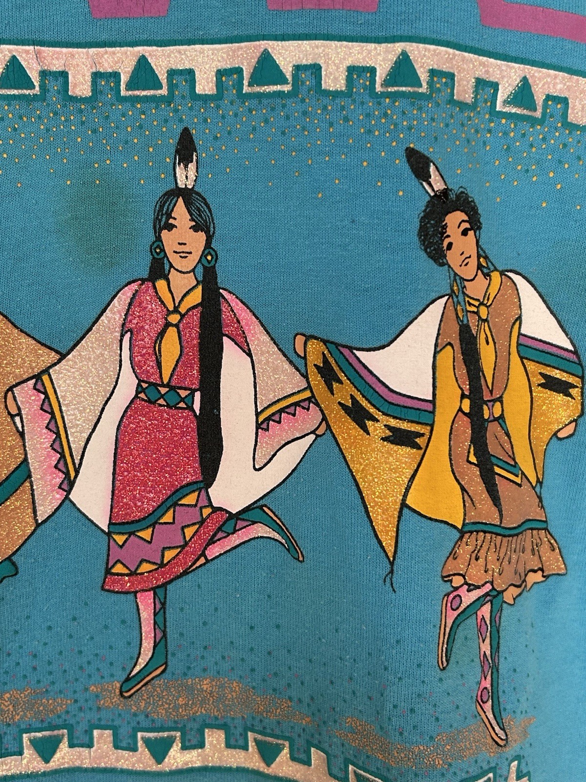 VTG 1992 Native American Princess T Shirt Belinda Lloyd 2 Guns Grafix 2XL READ