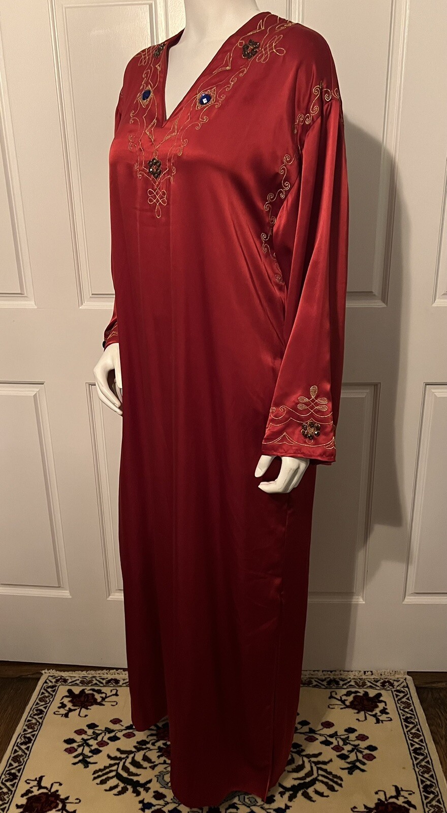 Vintage Oscar de al Renta for Swirl Sample Item Red Silk Tunic Lounge Dress 8