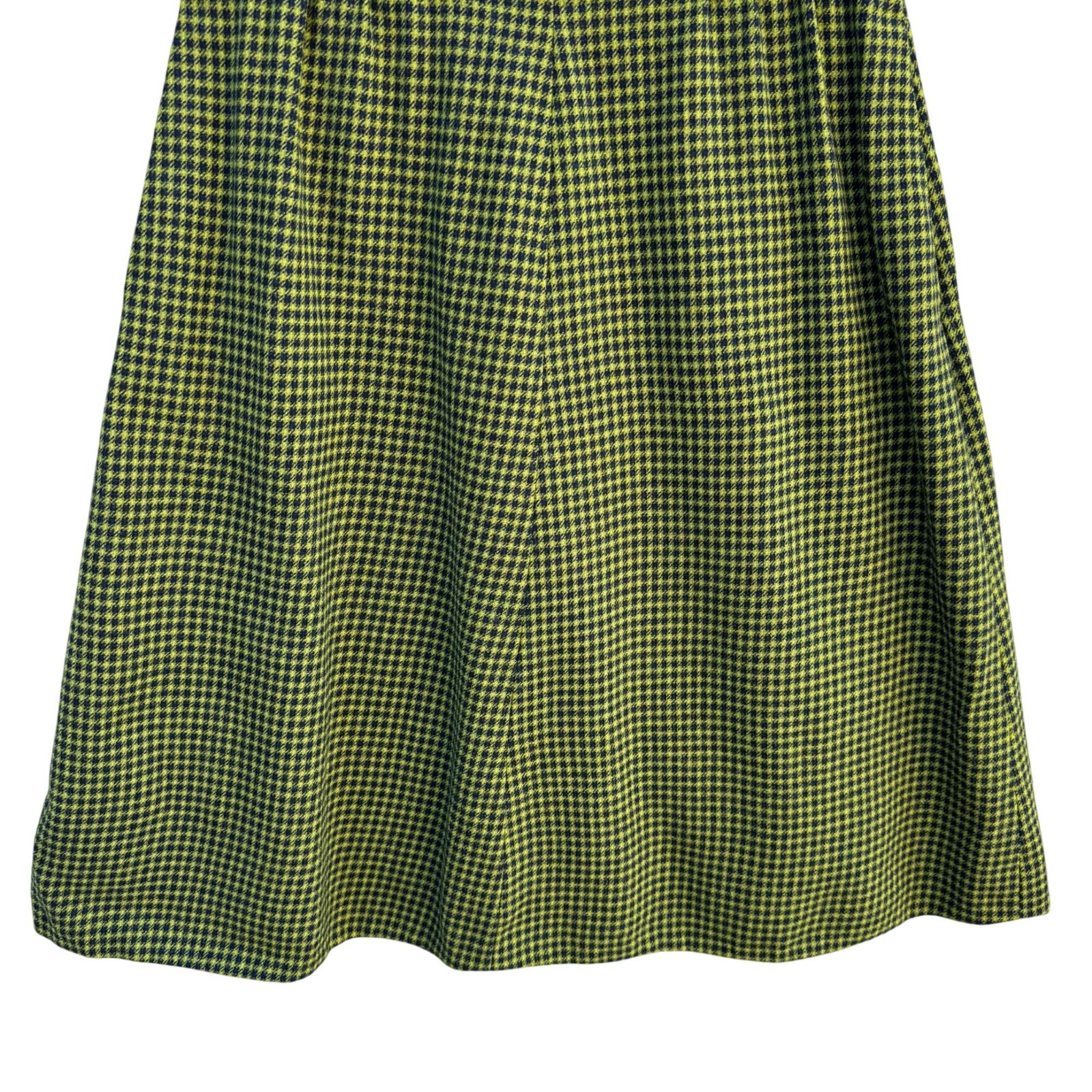 Pendleton Vintage 60s 70s Wool Houndstooth Twee Mod Retro A-Line Skirt Green S