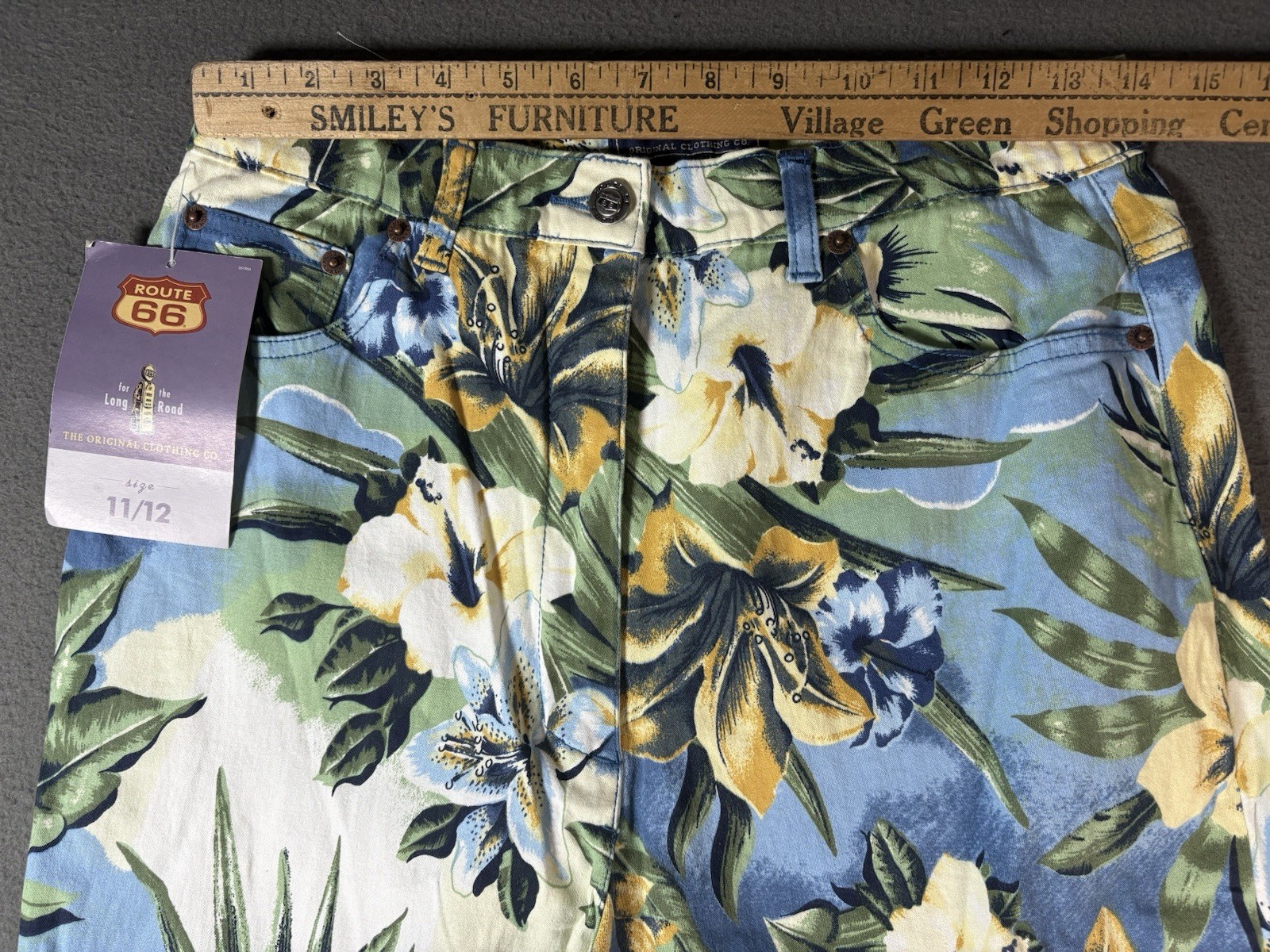 Vintage ROUTE 66 Flower Print pants Size 11/12 (28×26) NWT 90s Y2K 2000s