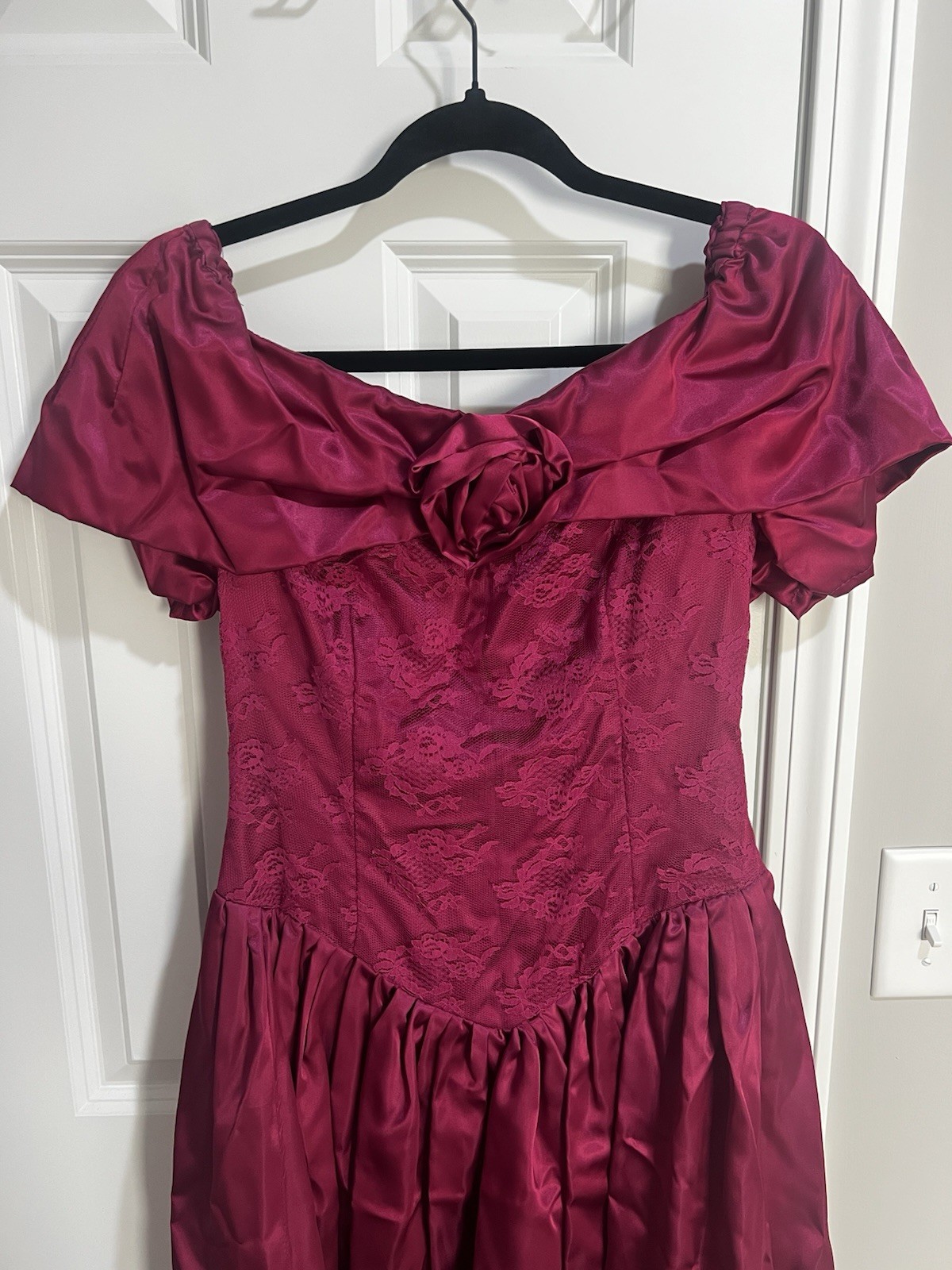 Vintage lace floral Magenta Pink Dress Size Small, Unlabeled