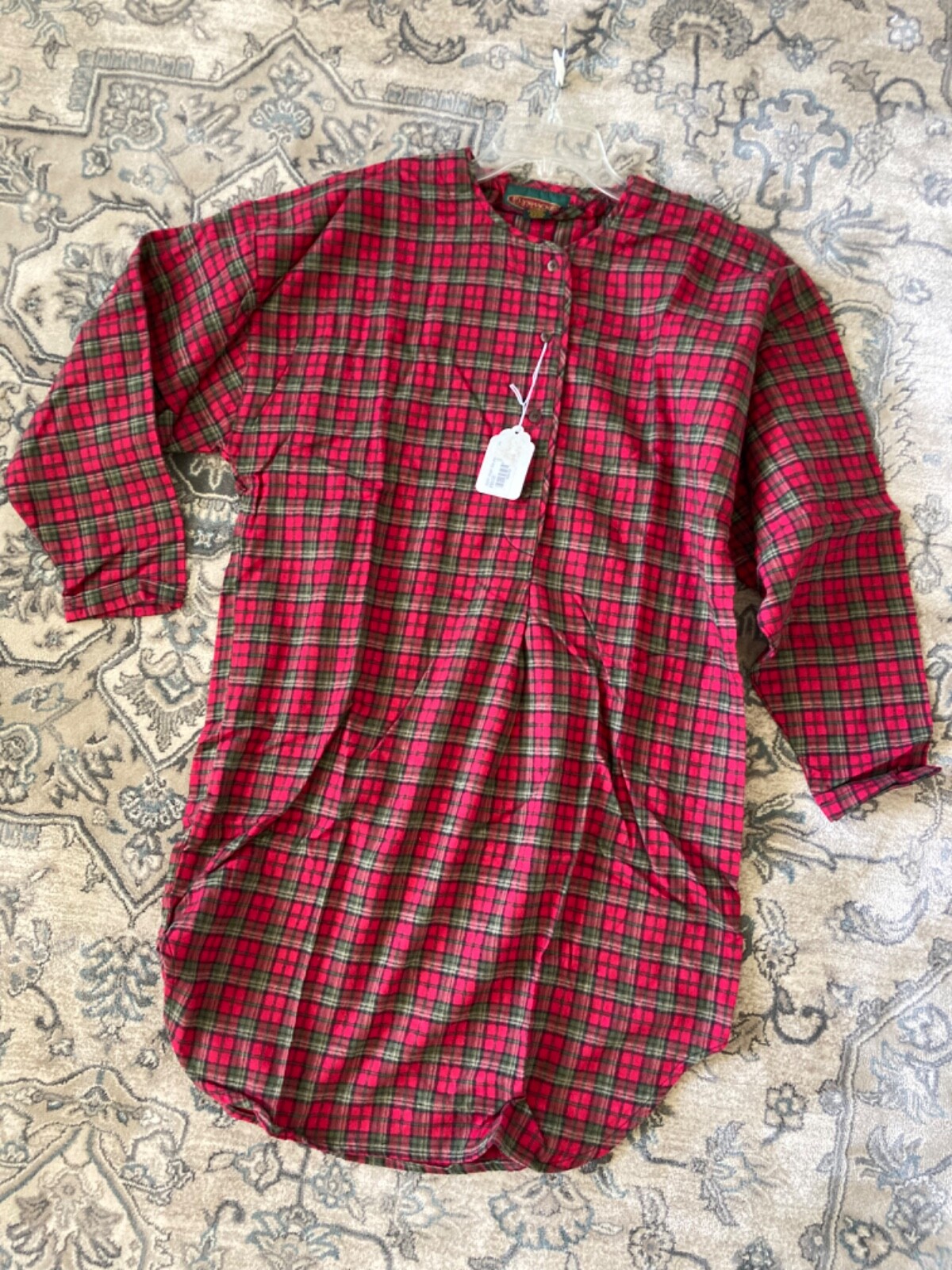 New Vintage Flyshacker Clothing Co Flannel Sleep Shirt Red Tartan Plaid S