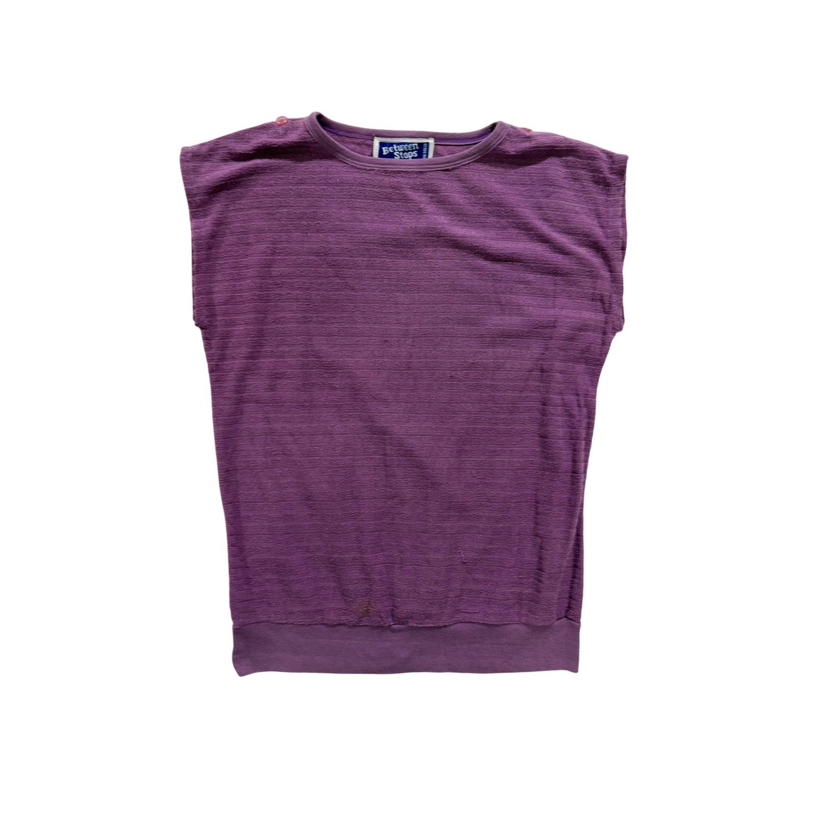 Vintage Between Stops Purple Textured Knit Top Dolman Batwing Small