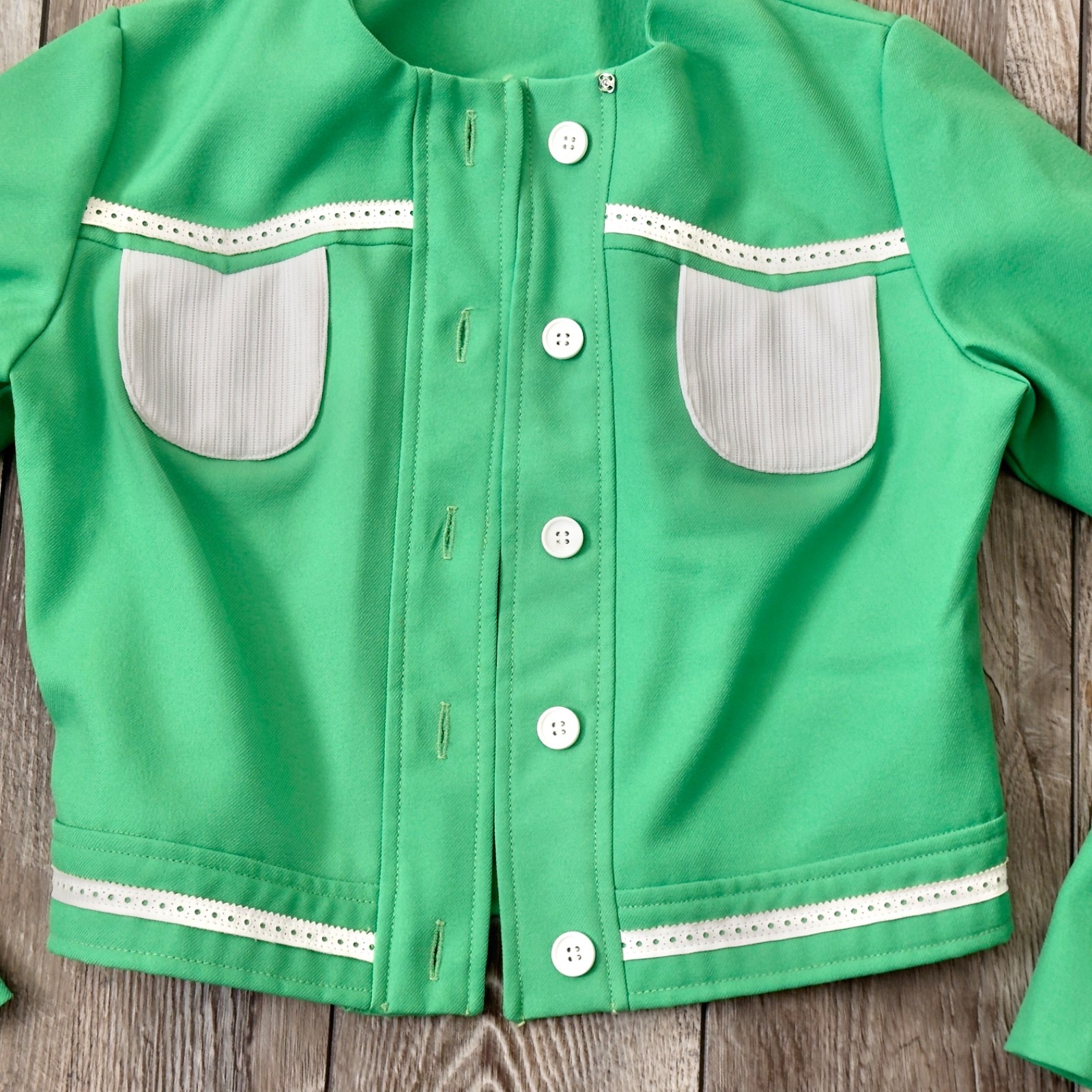 Vintage Vicky Vaughn Green Short Petite Jacket Top Read