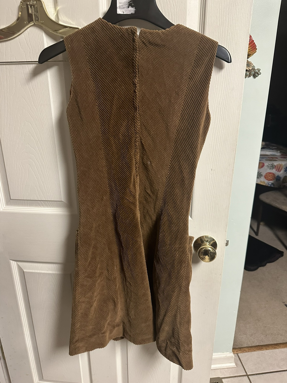 60s 70s Corduroy Dress Jacket Set Majestic Small 36w Brown Mod Grunge A Line