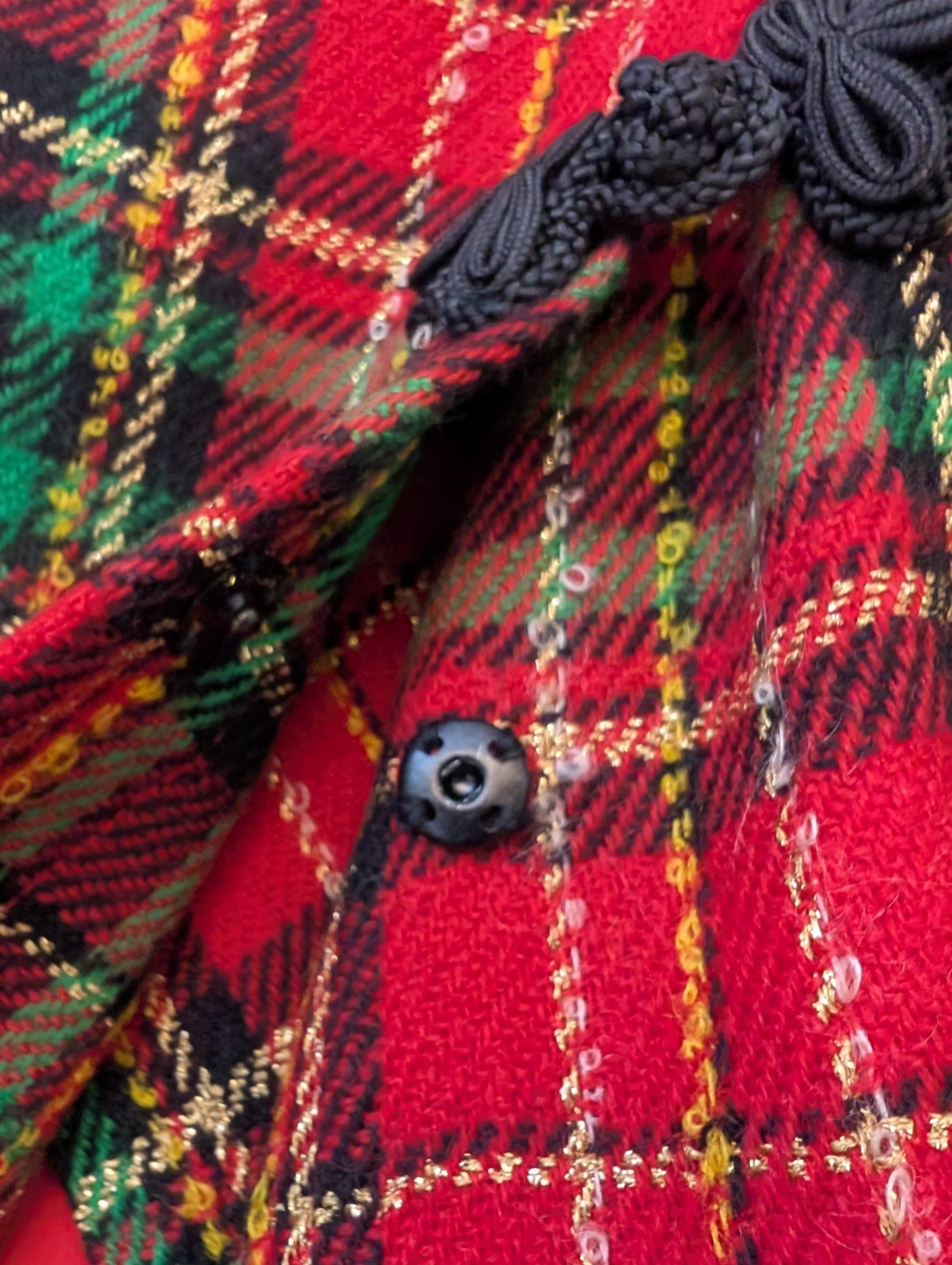 Beautiful Vtg Holiday Malbe Long Sz 10 Plaid Wool Skirt With Gold Thread