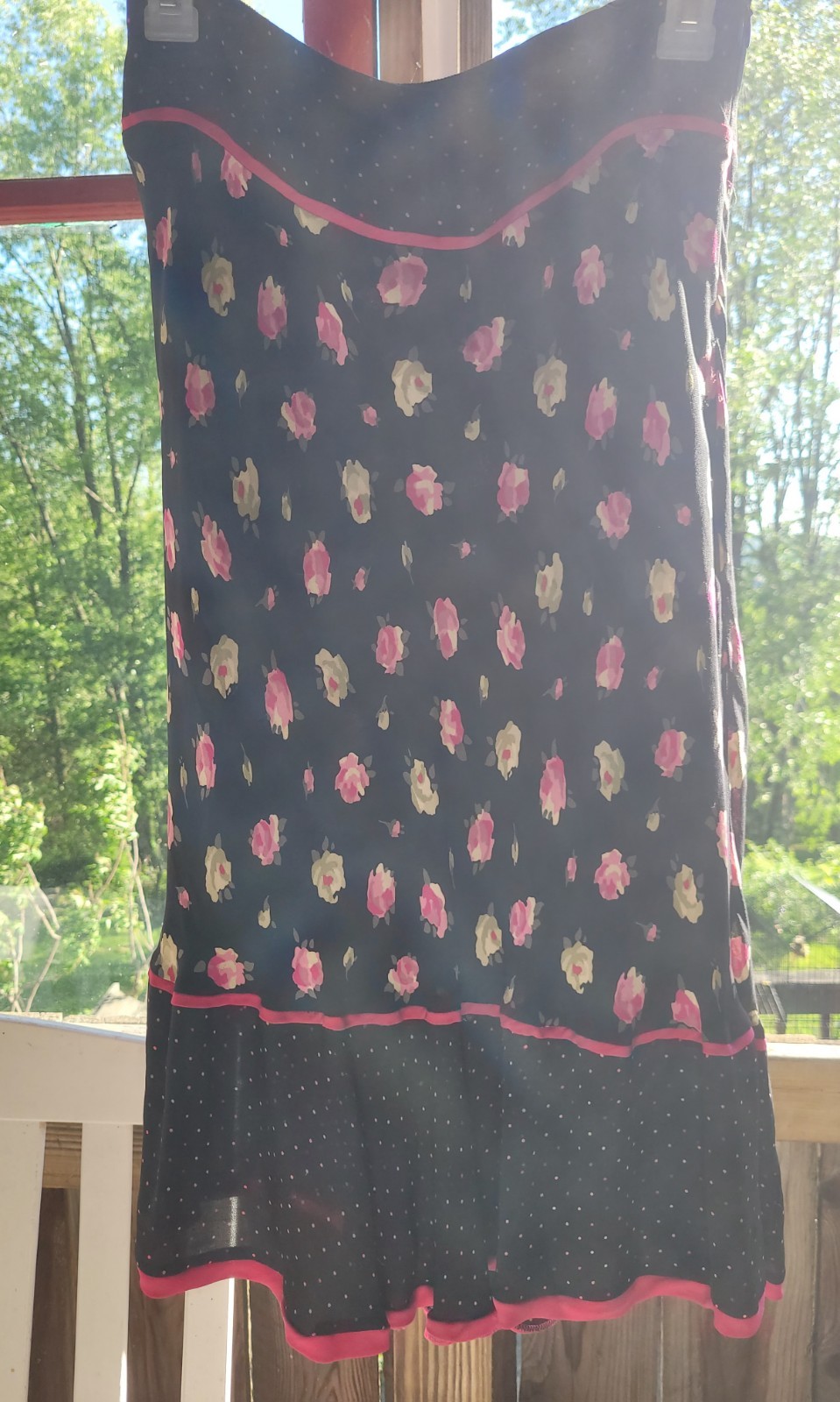 Vintage 90s Y2k EXPRESS Floral and Polka Dot Silk Mix Midi Skirt Size 1/2
