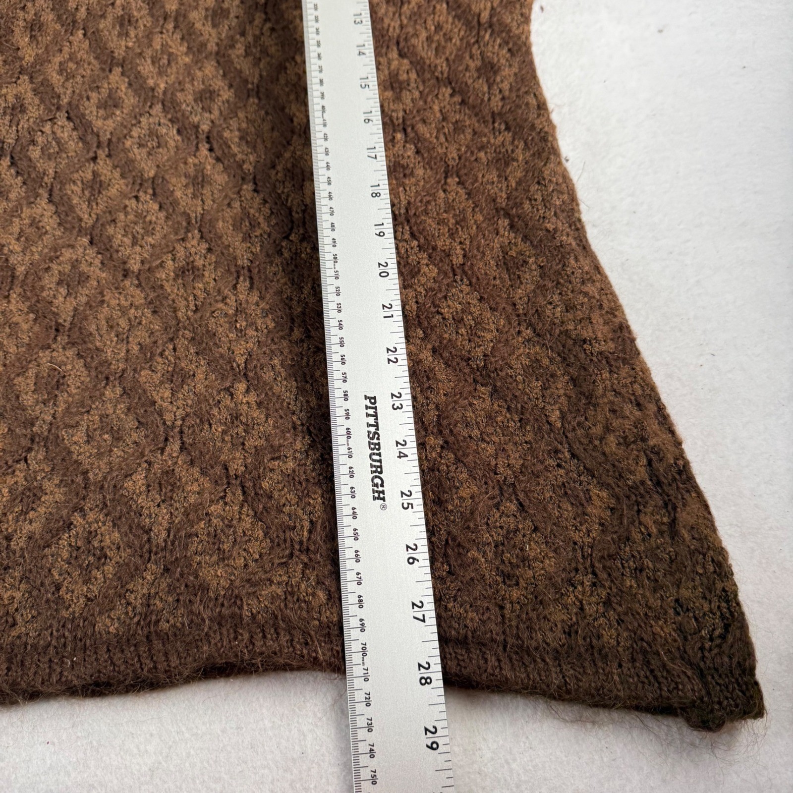 Paul Harris Vintage Mohair Wool Blend Brown Diamond Knit Sweater Womens Large