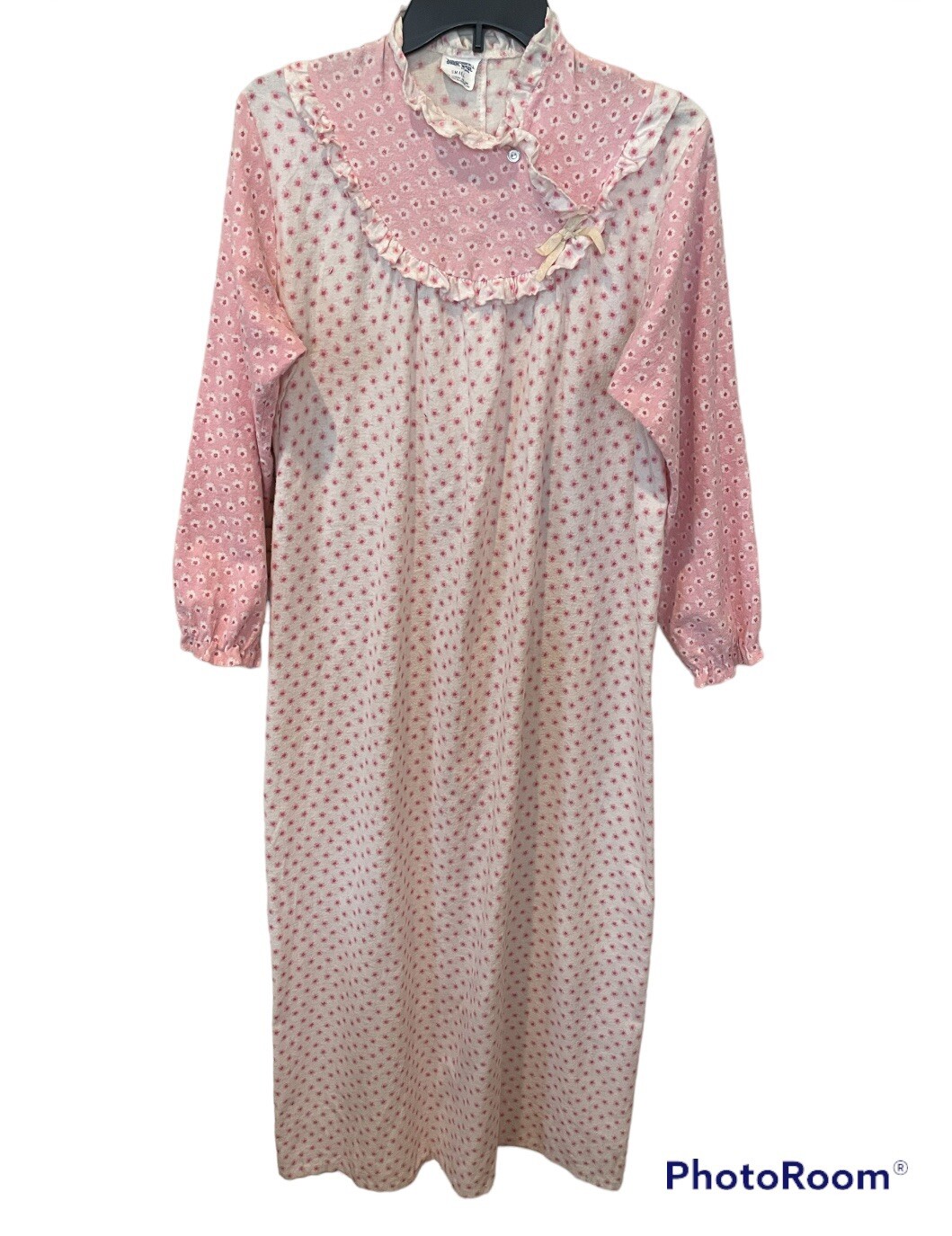 Vtg Dream Wear Nightgown Small Womens Flannel Pink Granny Modest Floral USA Read