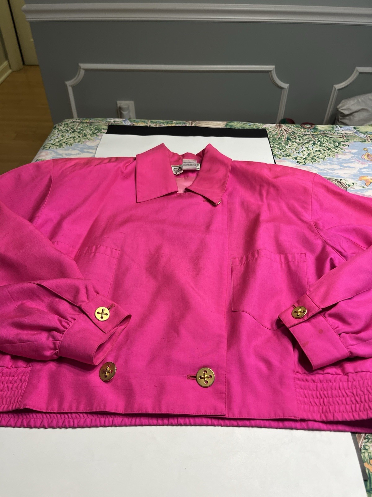 Vtg 1980’s Carlisle 100% Silk Gold Button Shirt Sz 12