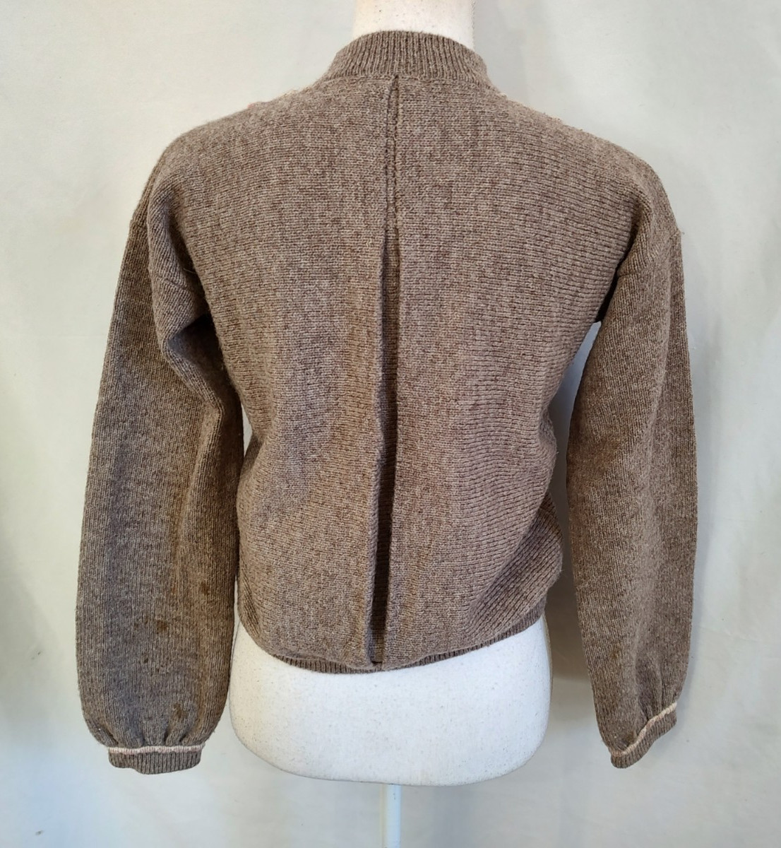 Vintage 60’s Angie Dix Sweater Cardigan 100% New Wool Fancy Knit Rose Gray Small
