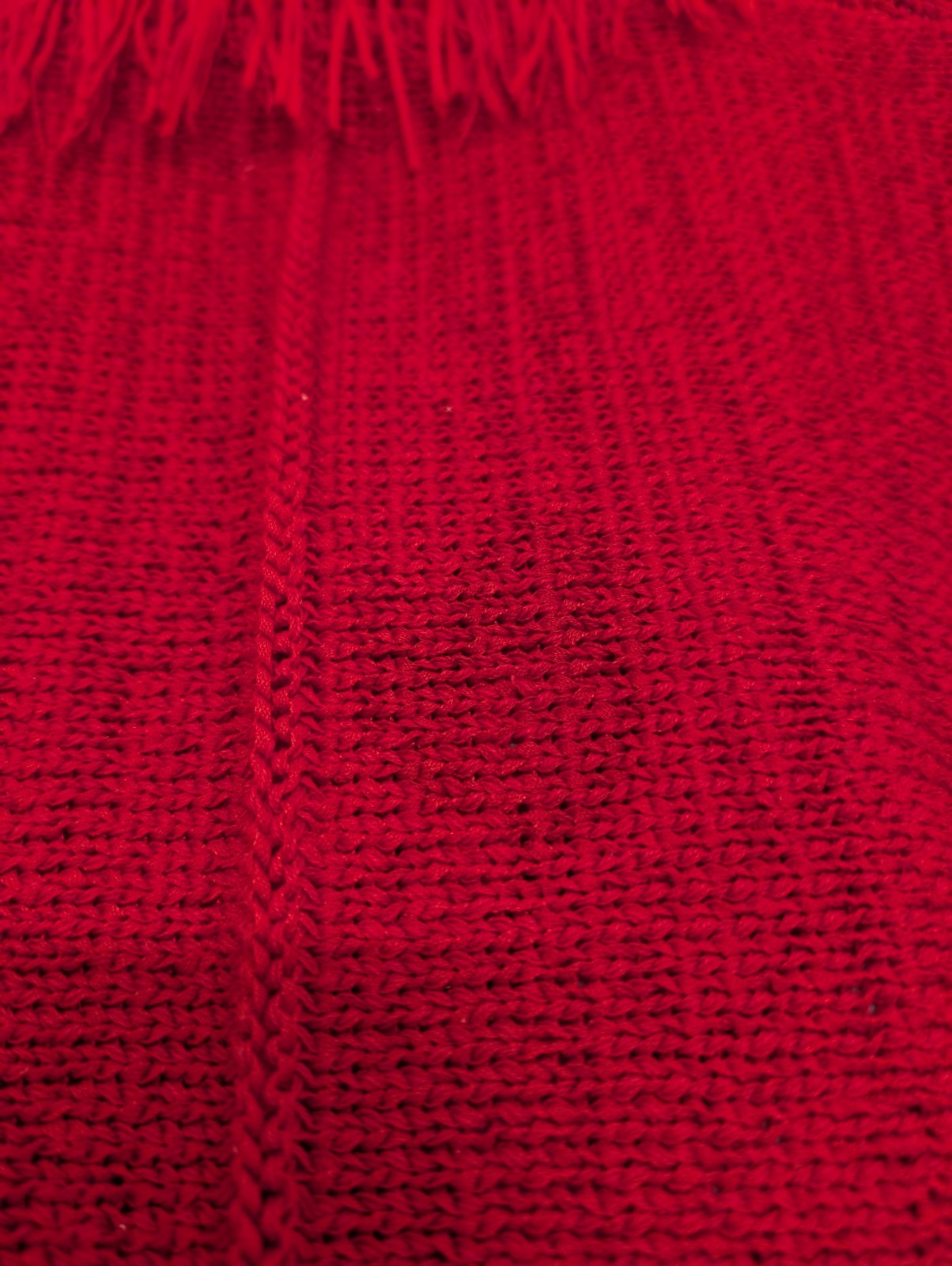 VTG FIA ITALIA Sweater Top Fun Fringe Hand Loomed Red Turtle Neck Women’s Sz S