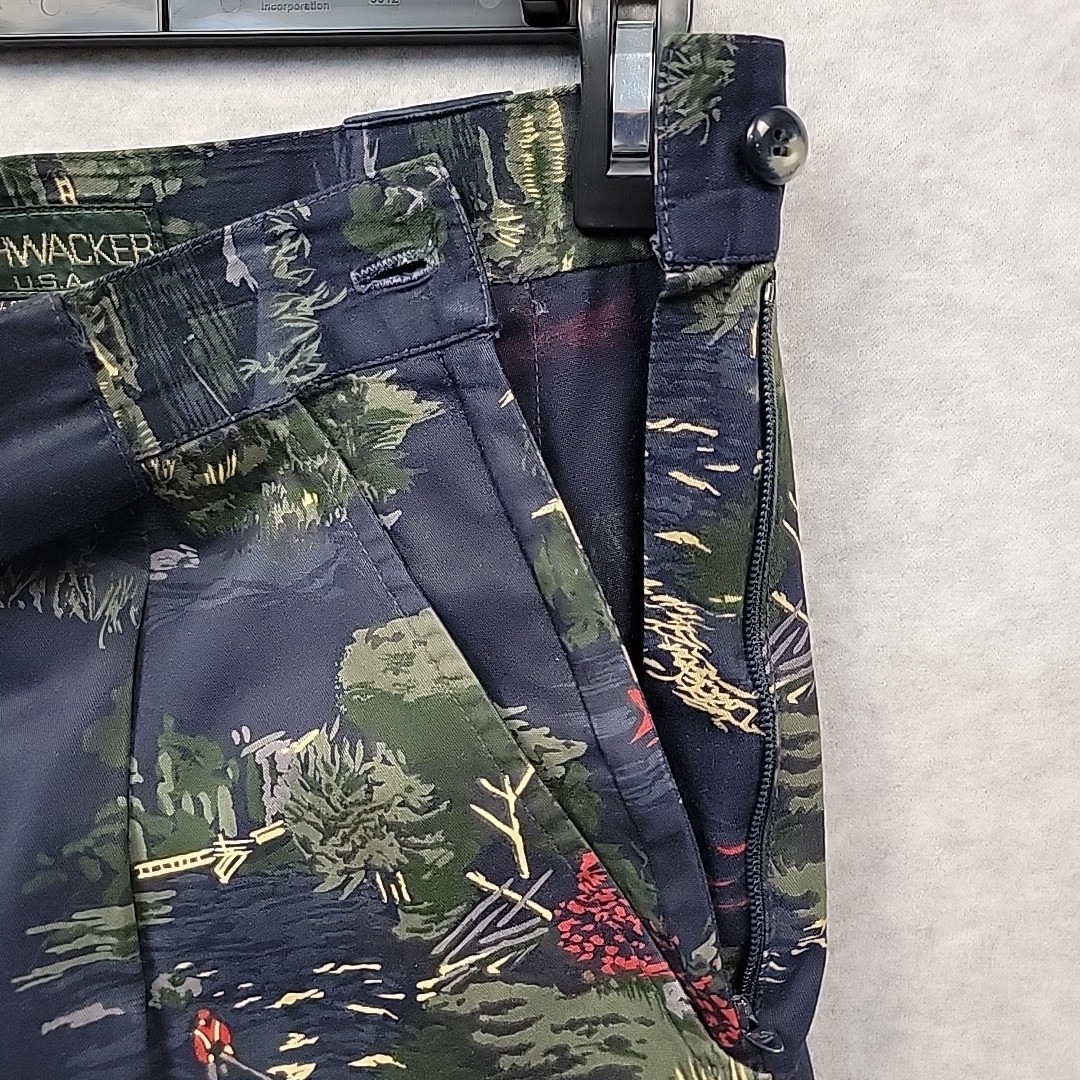 VTG 90s BUSHWACKER USA Maxi Skirt Navy Fishing Mountains Cottagecore Waist 24″