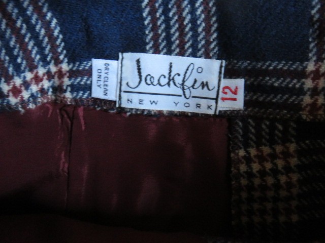Vintage Jackfin New York Pure Wool Womens Plaid Red White Blue Pleated Skirt 12