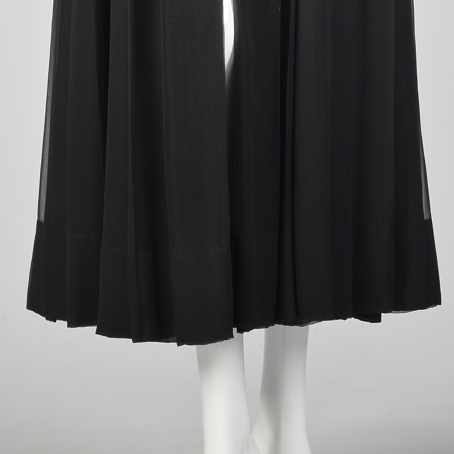 Medium Black Dress 1970s Illusion Black Knit Cardigan Chiffon Maxi Skirt 70s VTG