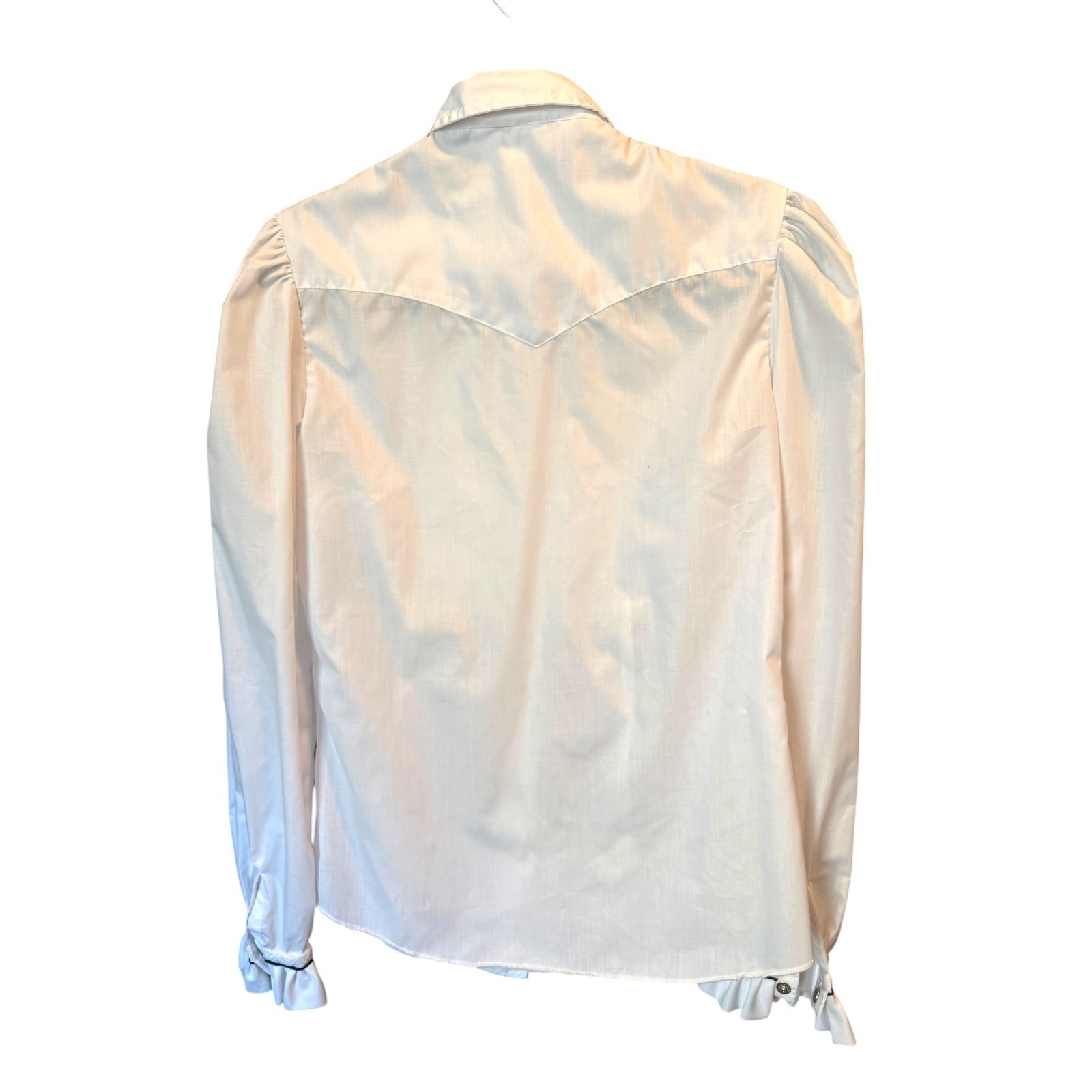 VTG H Bar C California Ranchwear White Ruffle Pintuck Western Blouse Size 34