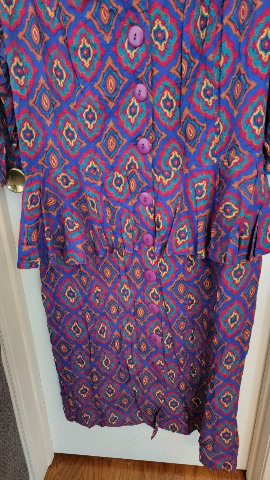 Women’s 1980s Vtg Dress Sz22 Kate Warner Made In USA Multicolor Dress Pre-owned
