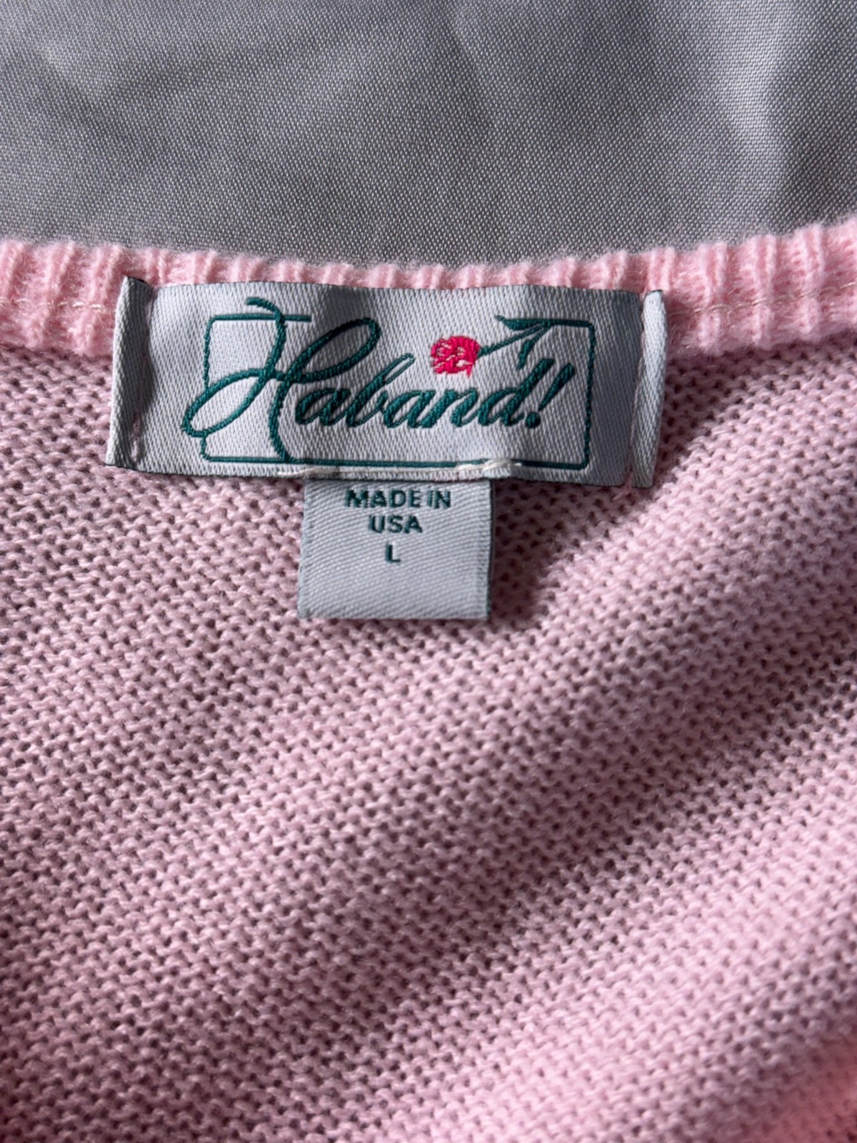 Vintage PINK Sweater Twin Set ACRYLIC Cardigan Tank HABAND 50s 60s GRANDMA Large