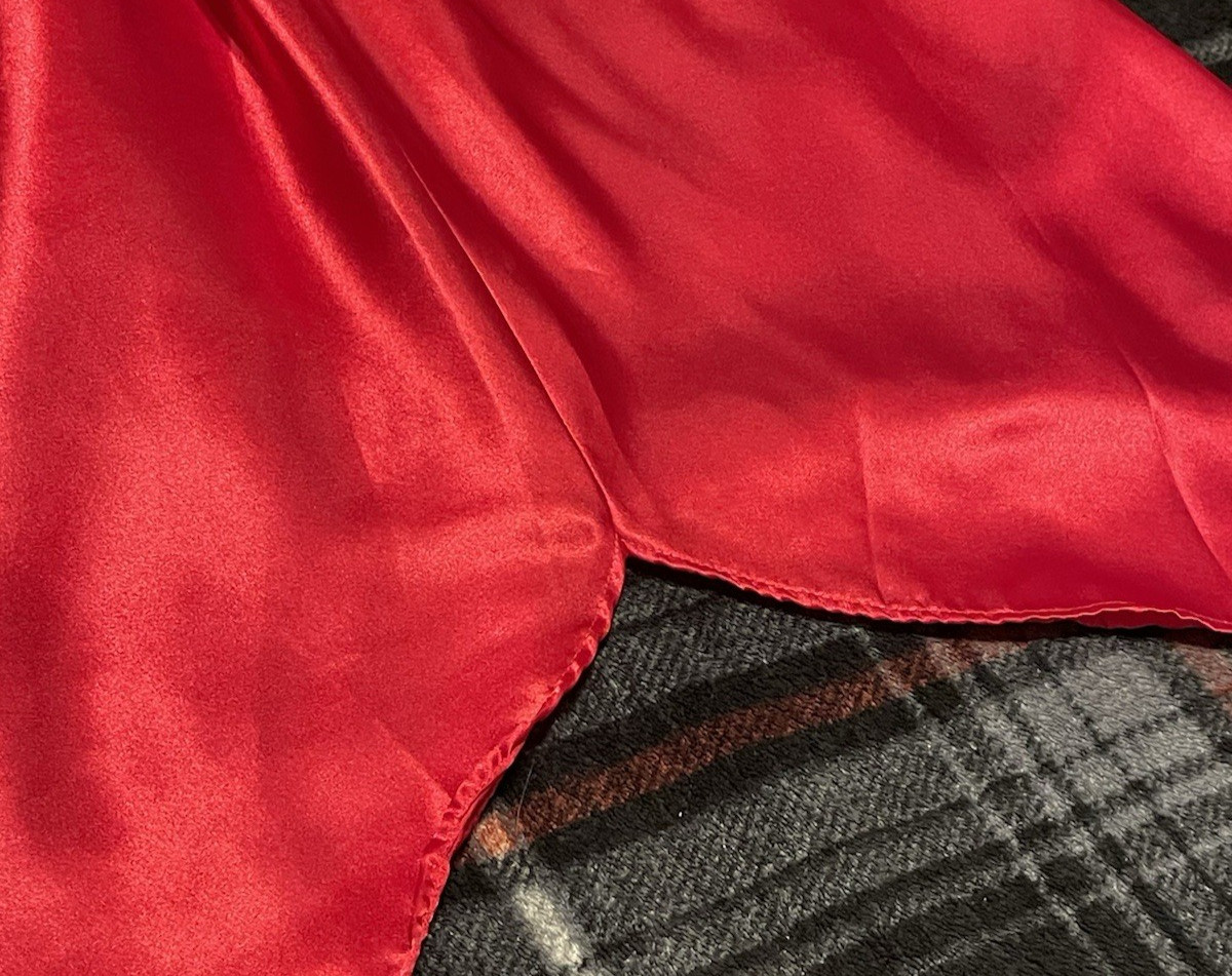 Vtg 90s Valentines Red Satin Chemise Nightgown Sz Medium Low Back Slip Dress