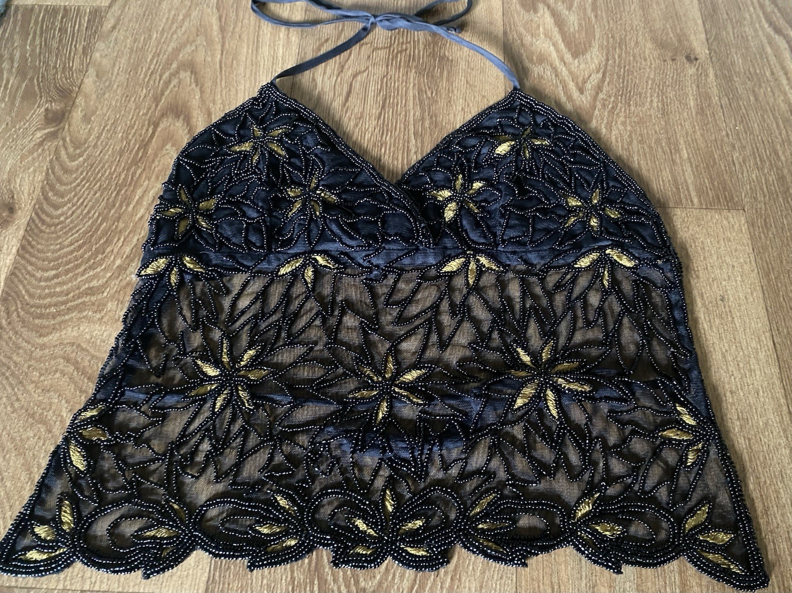 Vintage Charlotte Russe Y2K Backless Beaded Halter Top Fairycore Festivals