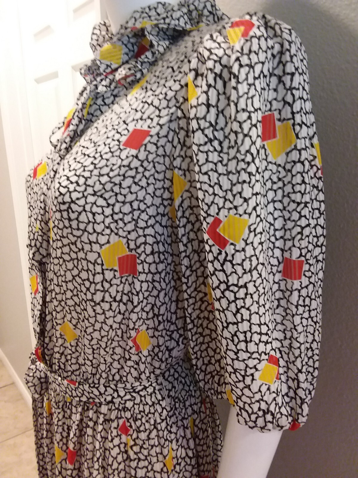 NEIMAN MARCUS CASTLEBERRY Dress Multicolored Size 14 Vintage Shoulder Pads