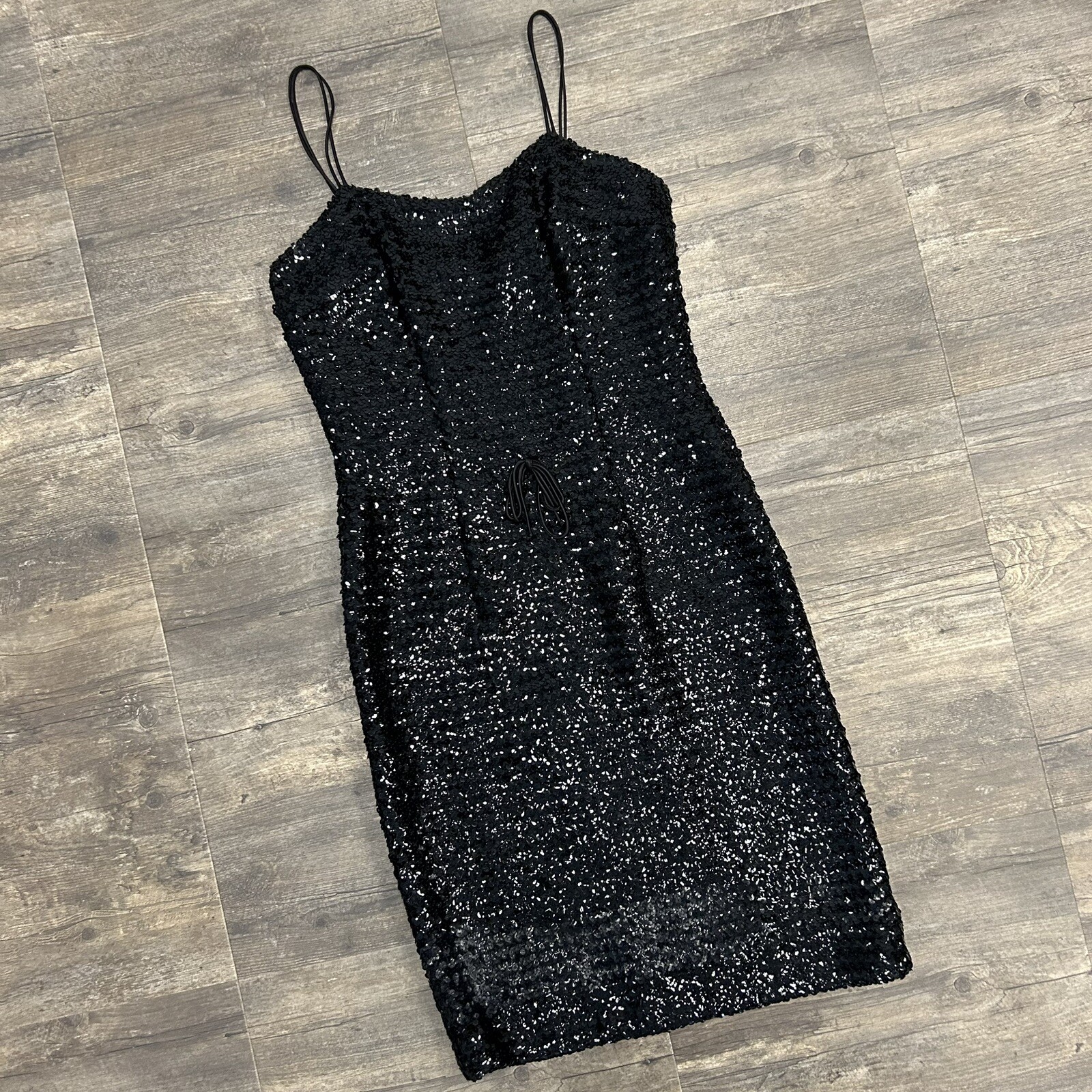 Vintage Carol Robins Sequin Black Strap Evening Dress NO SIZE TAG