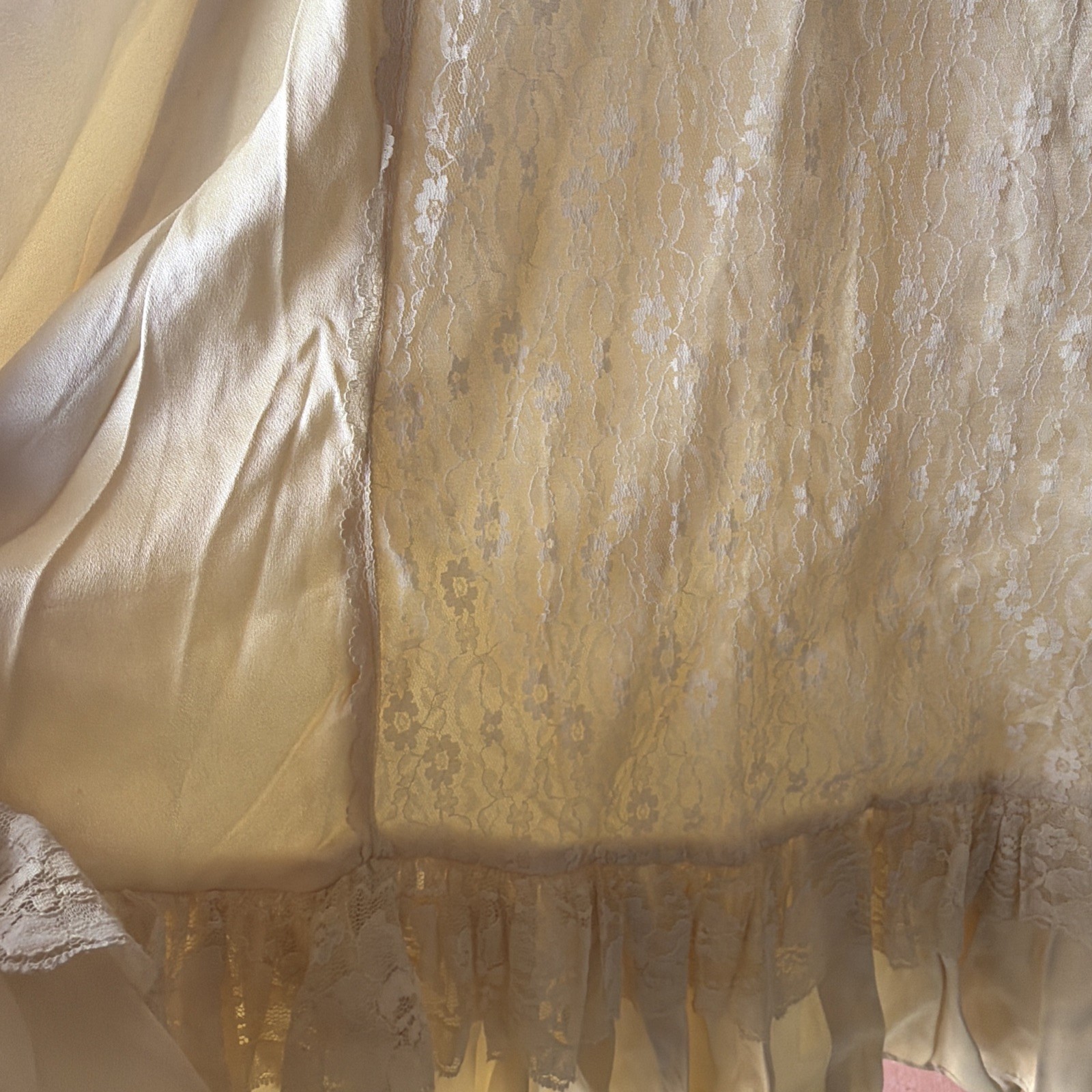 Vintage 1970’s Gunne Sax Satin & Lace DRESS GOWN Prairie Boho Style Size 11