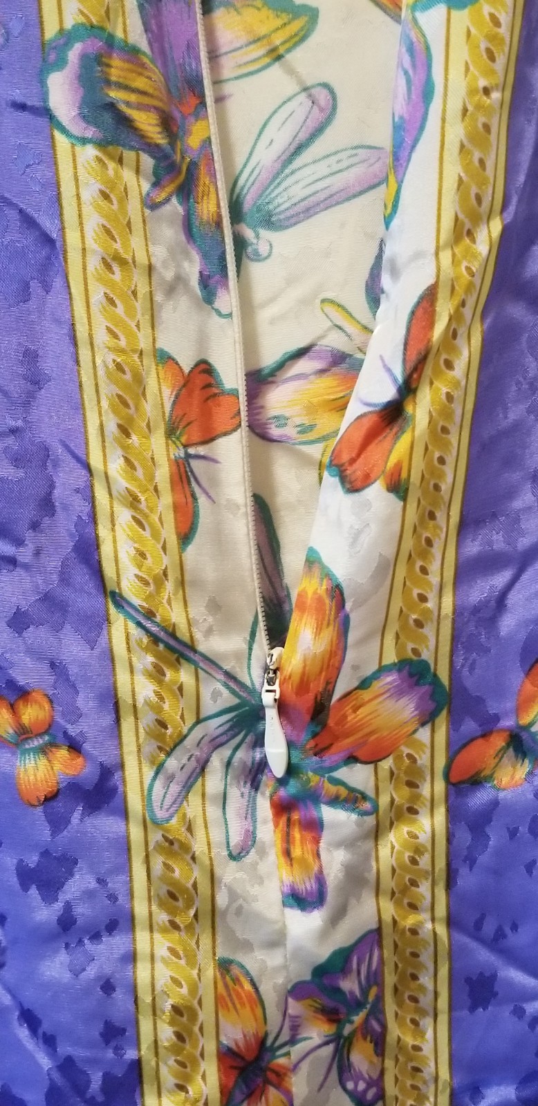 Vintage Ruth Norman New York Caftan Housecoat Dress Pullover Floral Butterfly L