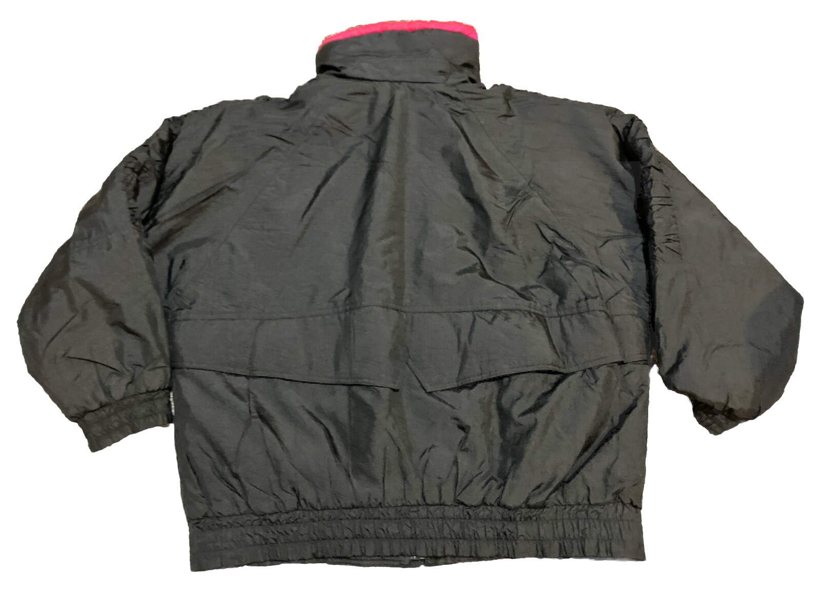 90s Vintage Nylon Jacket Womens Large Black Retro Neon Pink Skiwear Mixed Blues