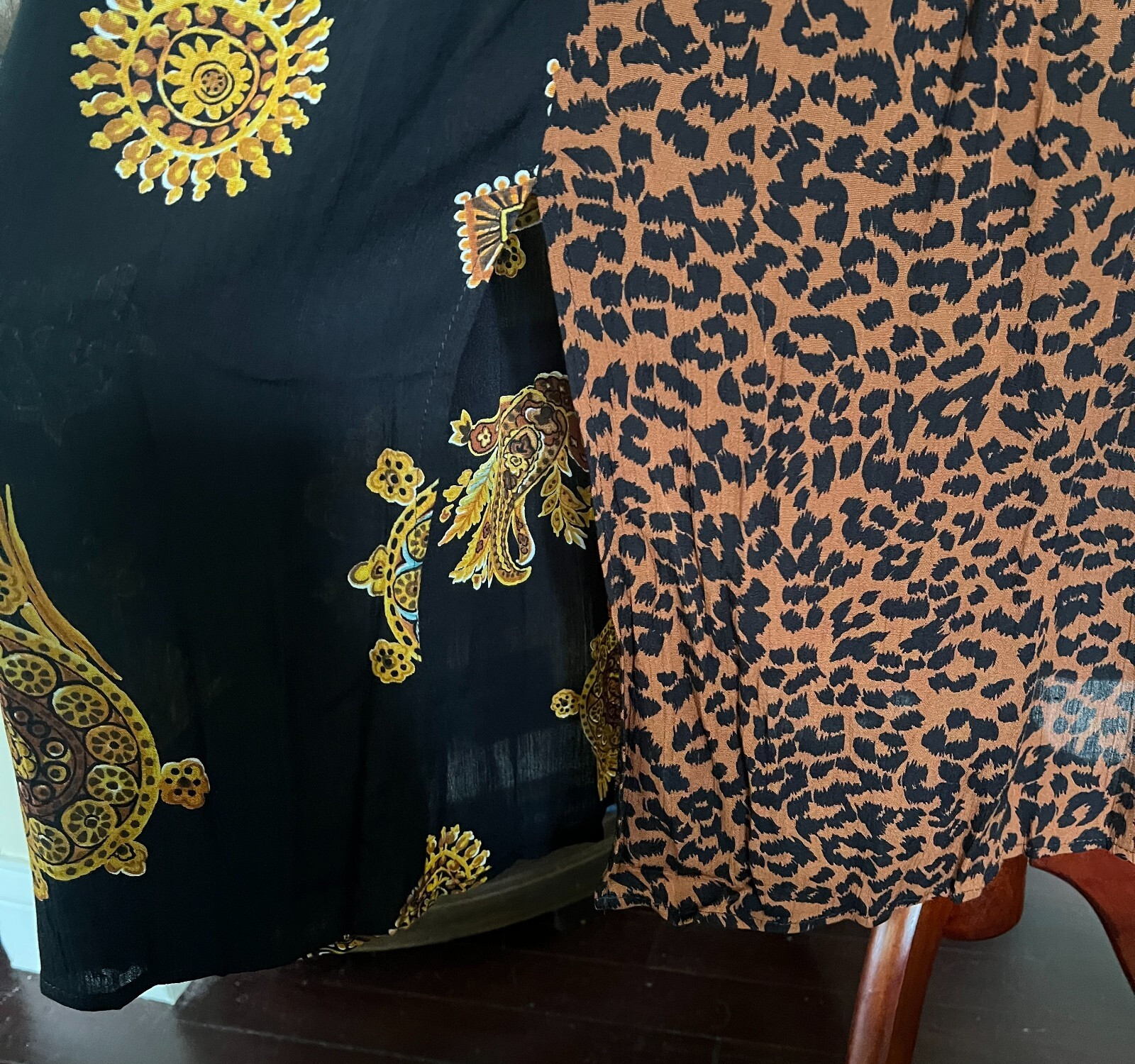 Vintage Ms Interpret New York Top and Skirt Set sz L Black Animal Print