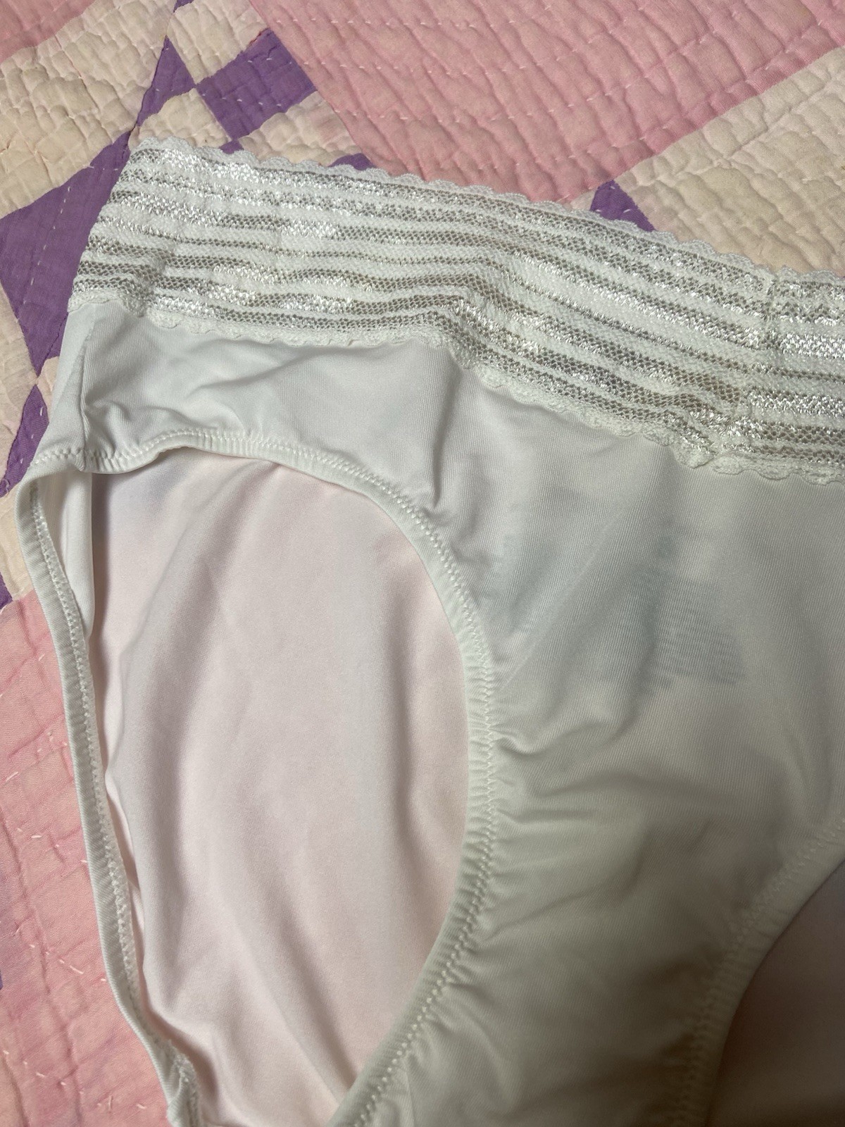 Warner’s All You Need Lace Trim Bikini Panties 8XL Polyester Blend White