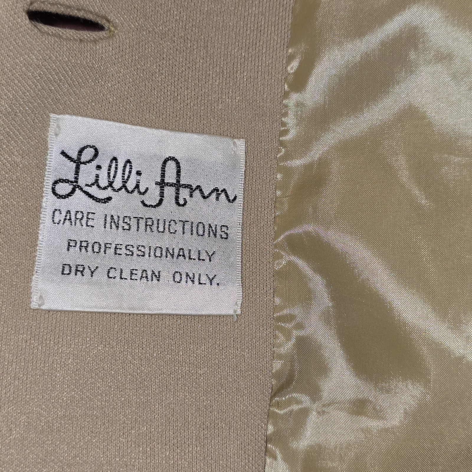 VTG 1960s Lilli Ann Tan Penny Lane 27″ Mid Coat Brown Faux Fur Trim Cuffs L 16