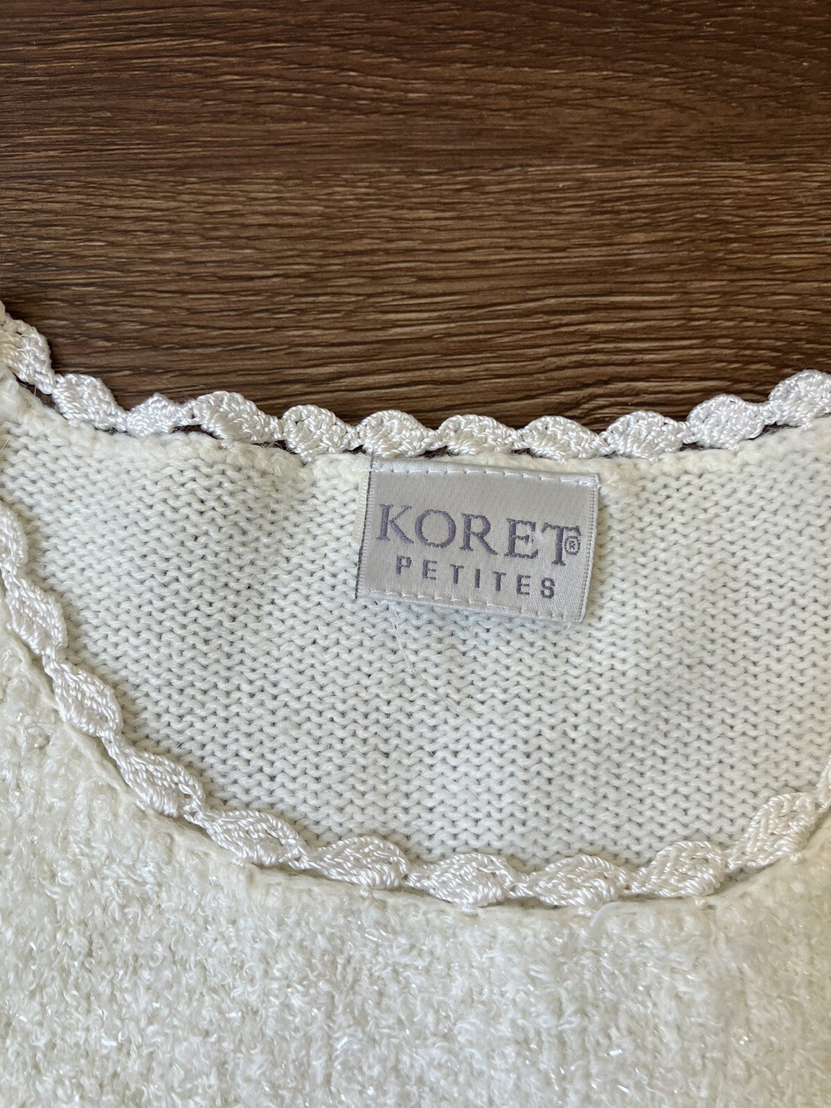 Vintage ’80s Koret Embellished Oversized Grandma Sweater Ivory Embroidery M/L