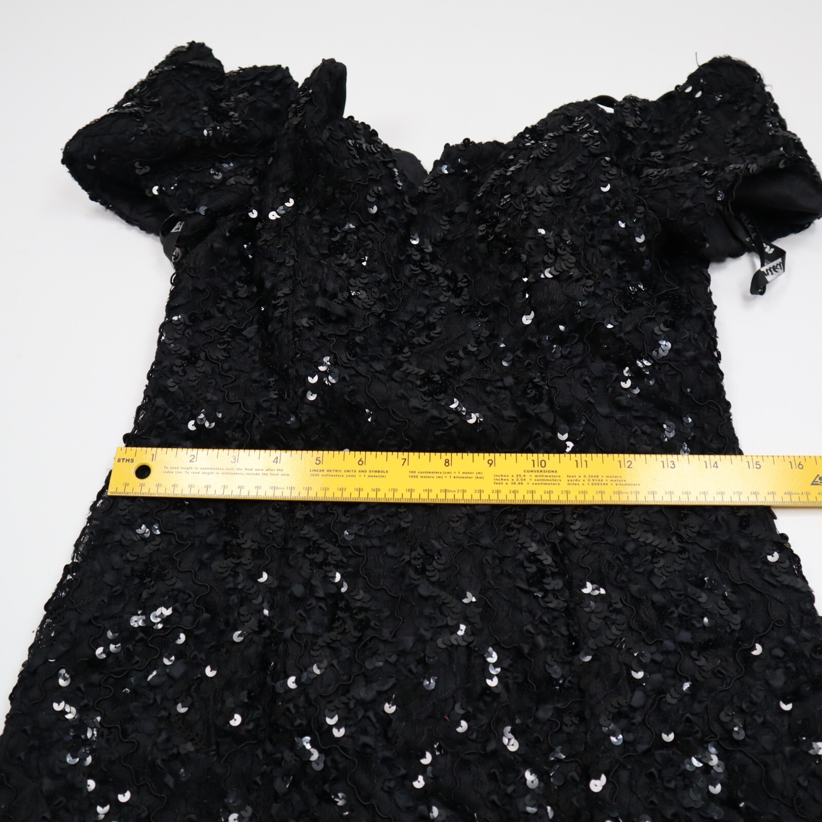 Vintage Karen Lucas for Niki Black Sequin shoulder dress size 8 prom tea