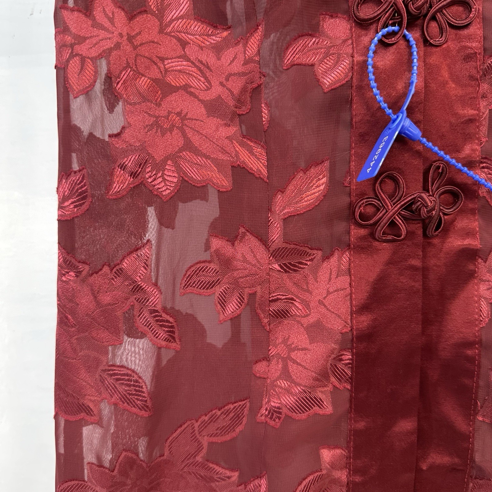 VTG Wayne Diamond Burgundy Cheongsam InspiredSheer DusterFrog Closure USA 8 READ