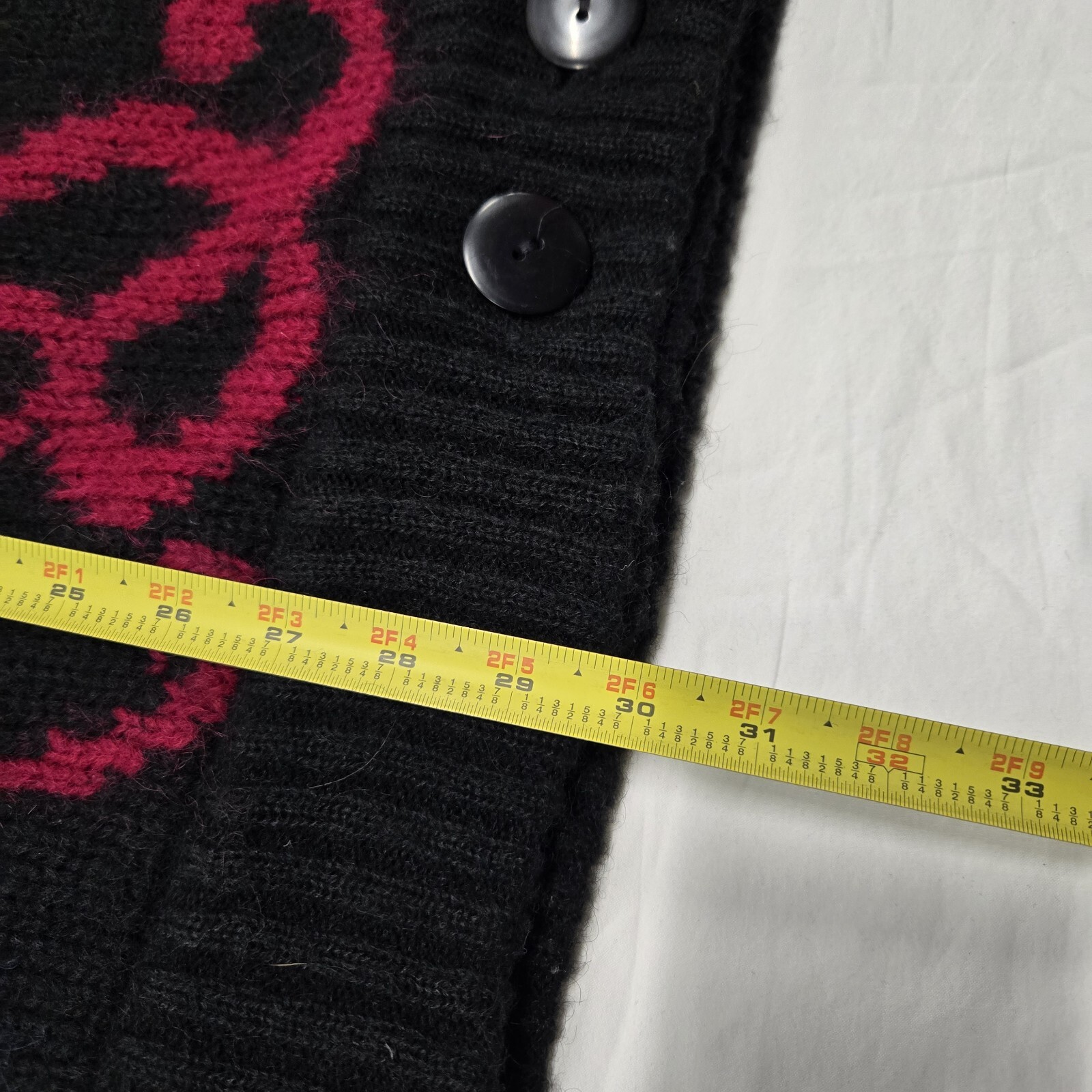 VTG Womens SMALL Cervelle Alphabet Letters Cardigan Sweater Oversized Wool Blend