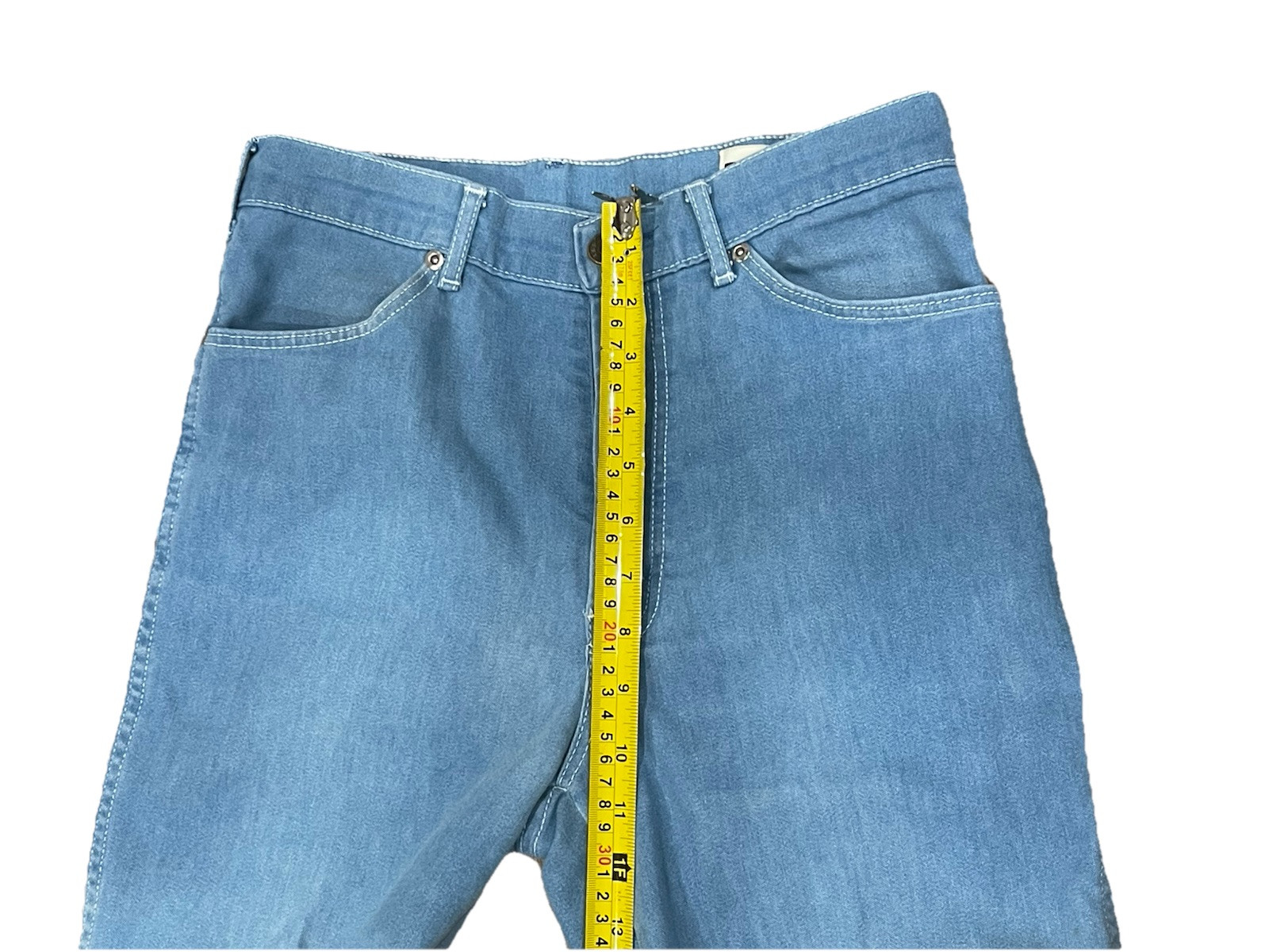 Vintage 70s Farah High Waist Flare Jeans Fit Womens Size 28 Waist Blue USA Made