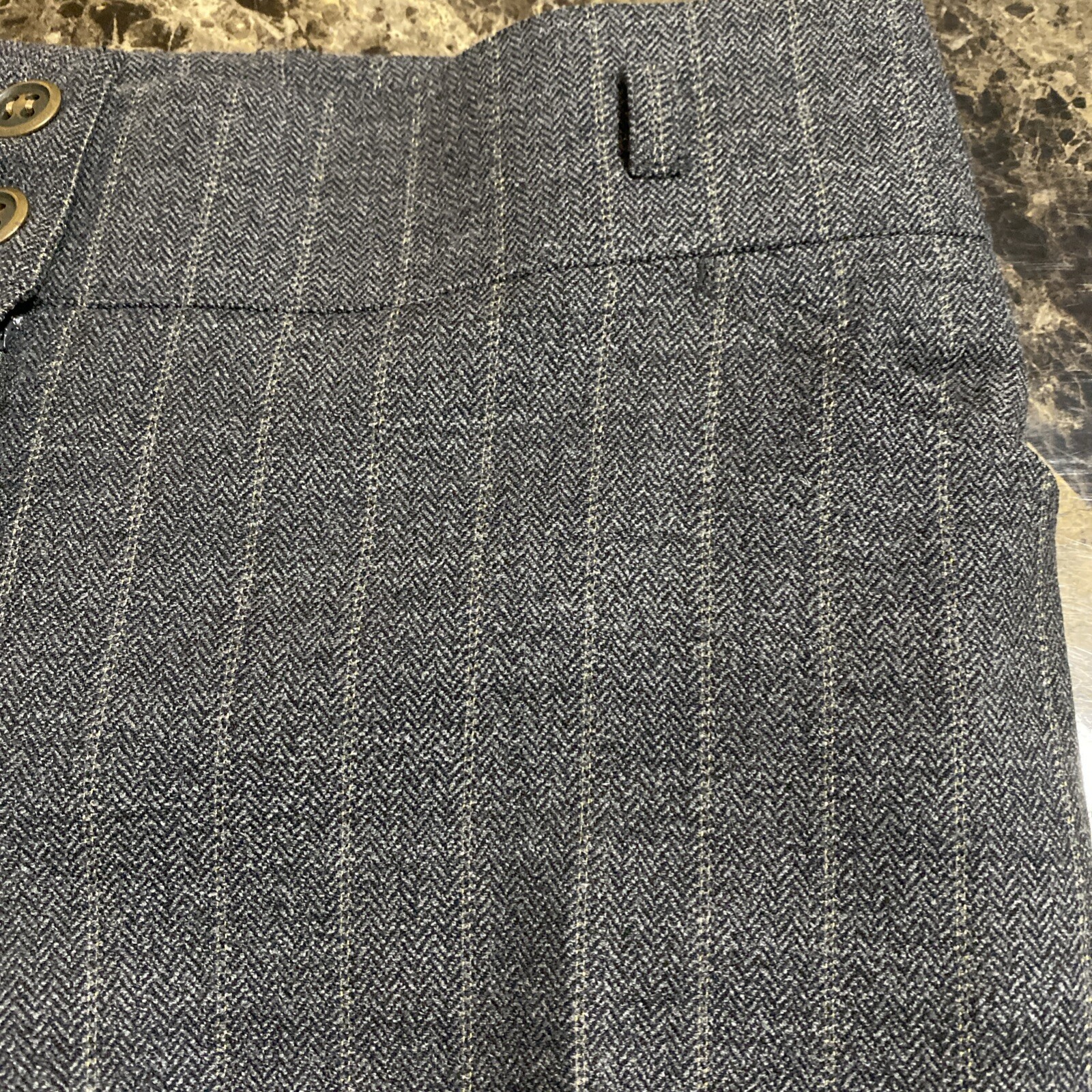 VTG Classic Tailored Pants Wide Leg Wool Sparkle Grey Pin Stripe SZ 10/12 Lined