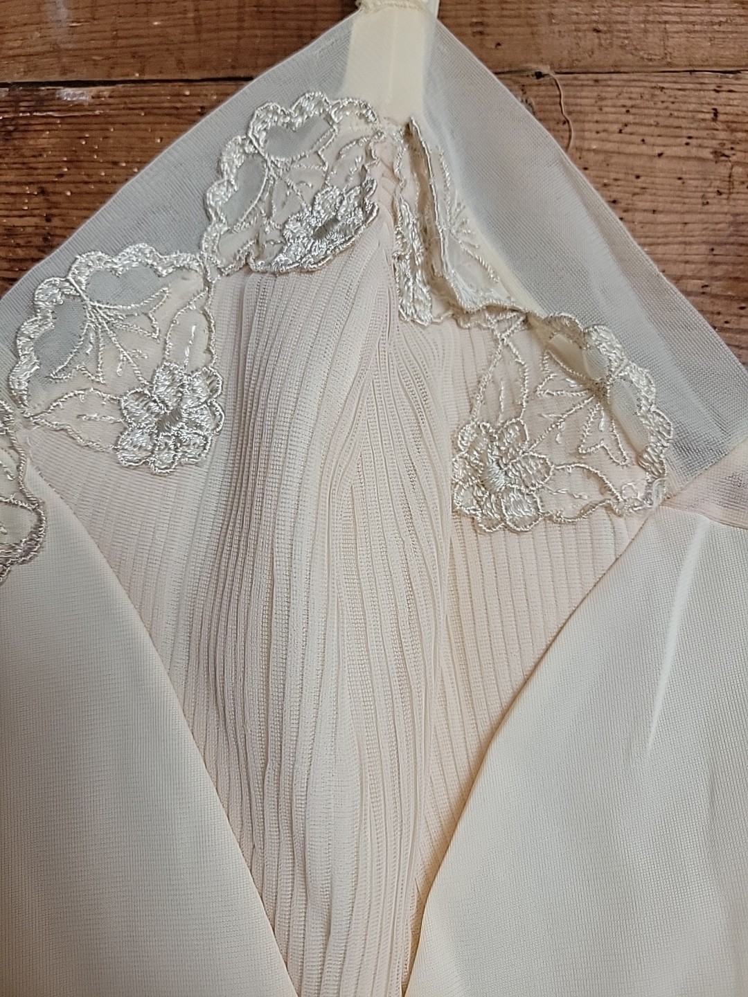 Vintage Pleated Ruffled Lace Full Slip